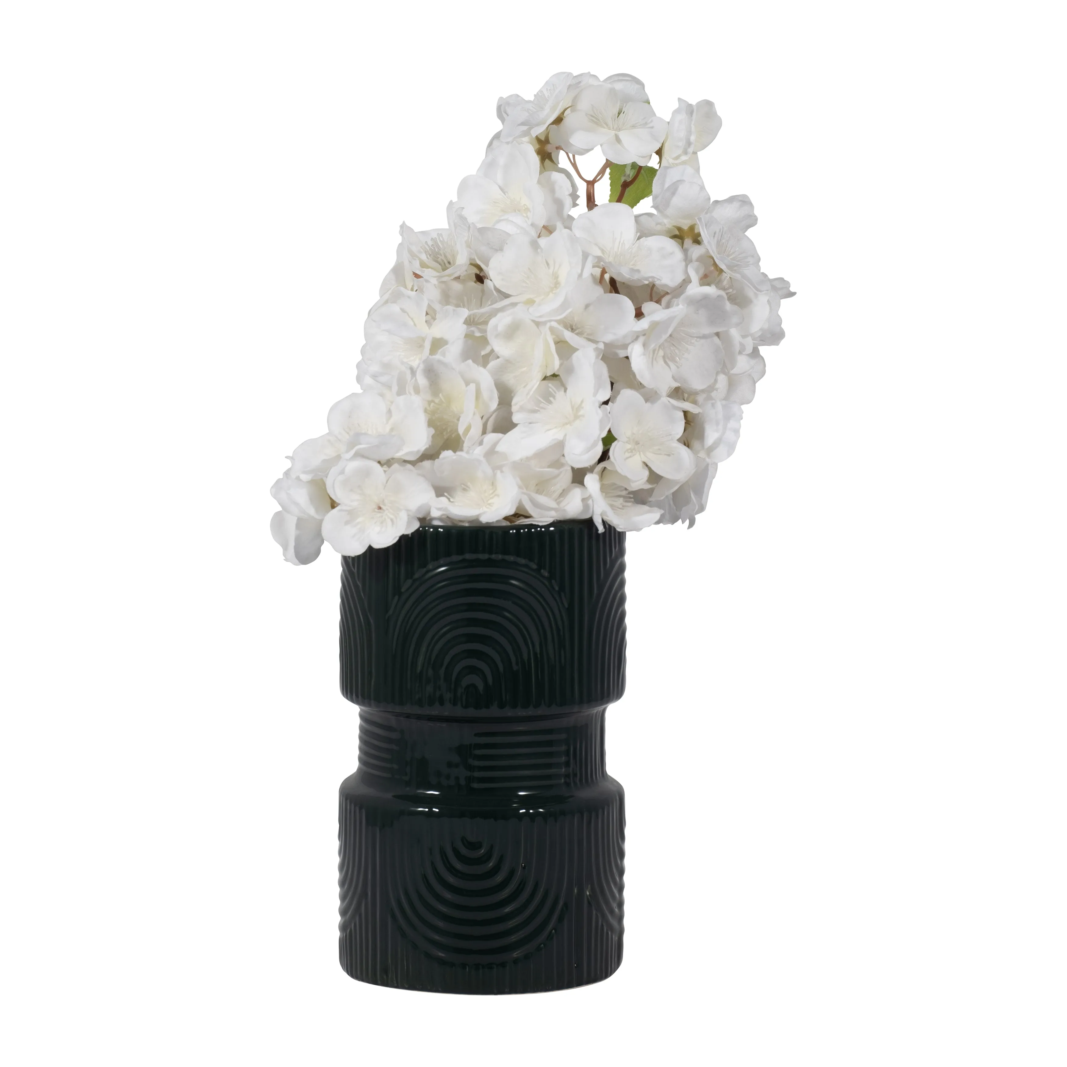 CER, 7" ARCHES DUMBELL VASE, FOREST GREEN