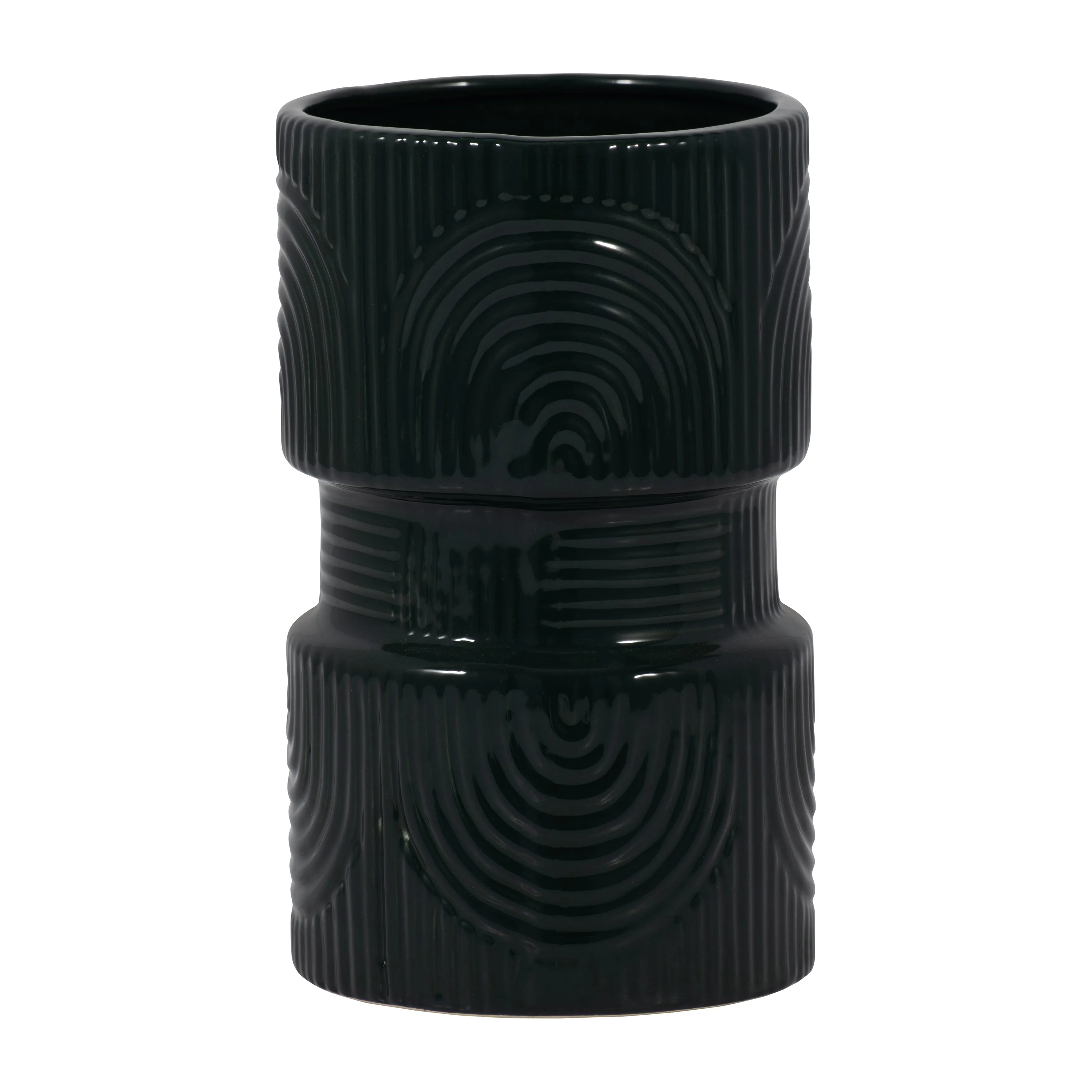 CER, 7" ARCHES DUMBELL VASE, FOREST GREEN
