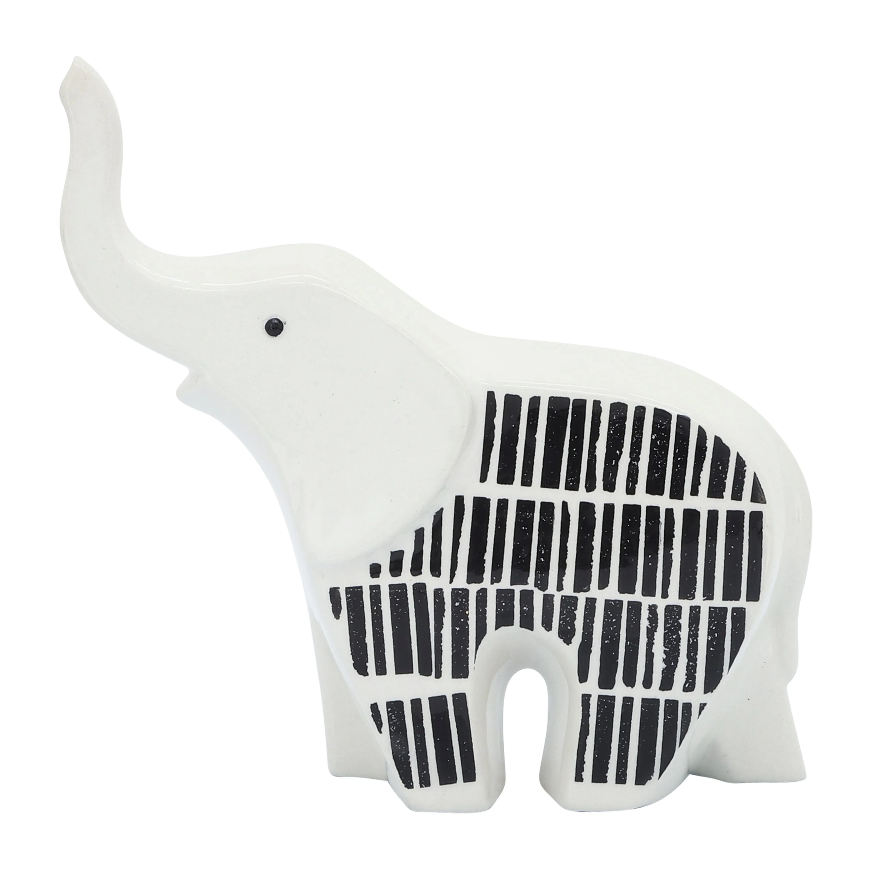 CER, 7"L ELEPHANT TRUNK UP, BLACK/WHITE