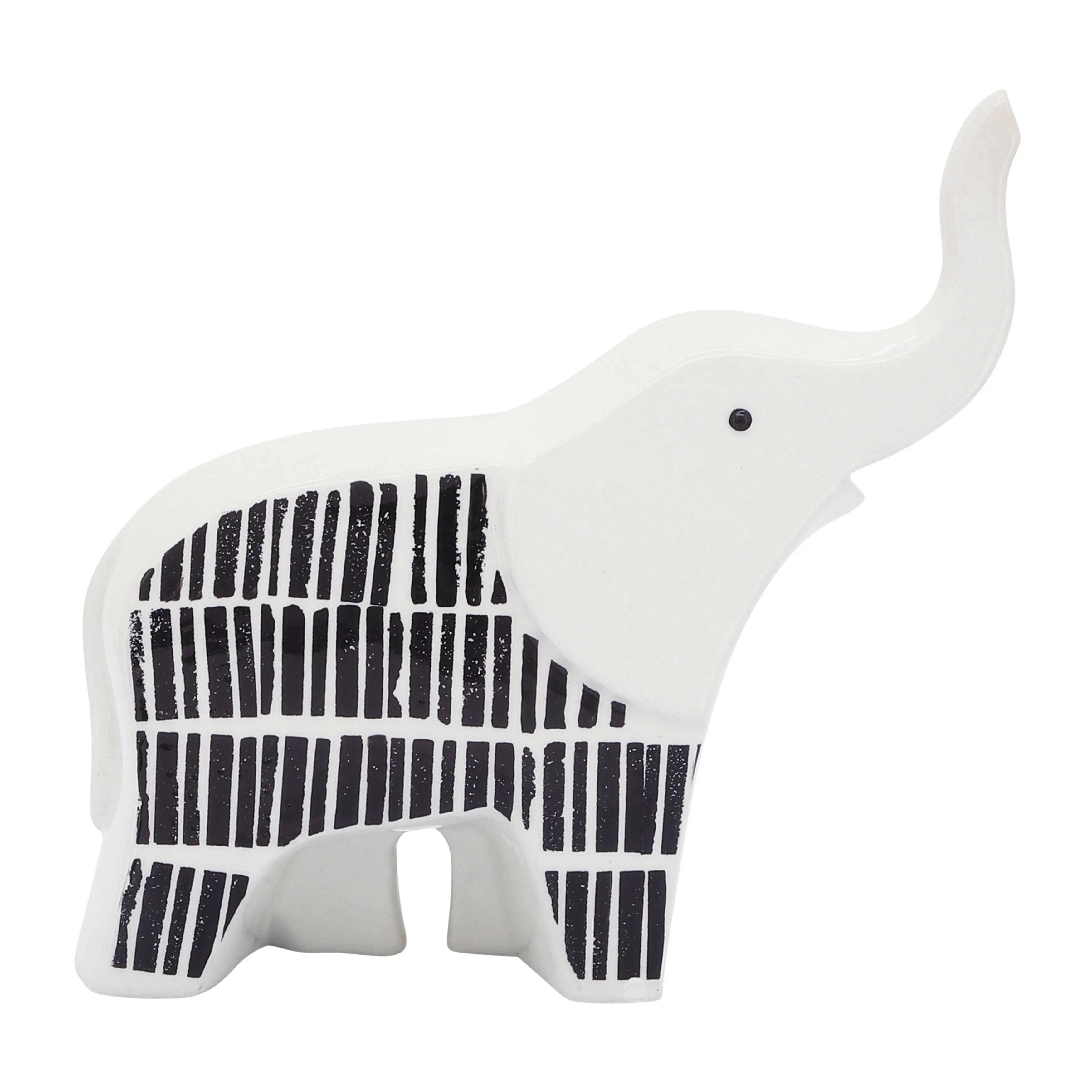 CER, 7"L ELEPHANT TRUNK UP, BLACK/WHITE