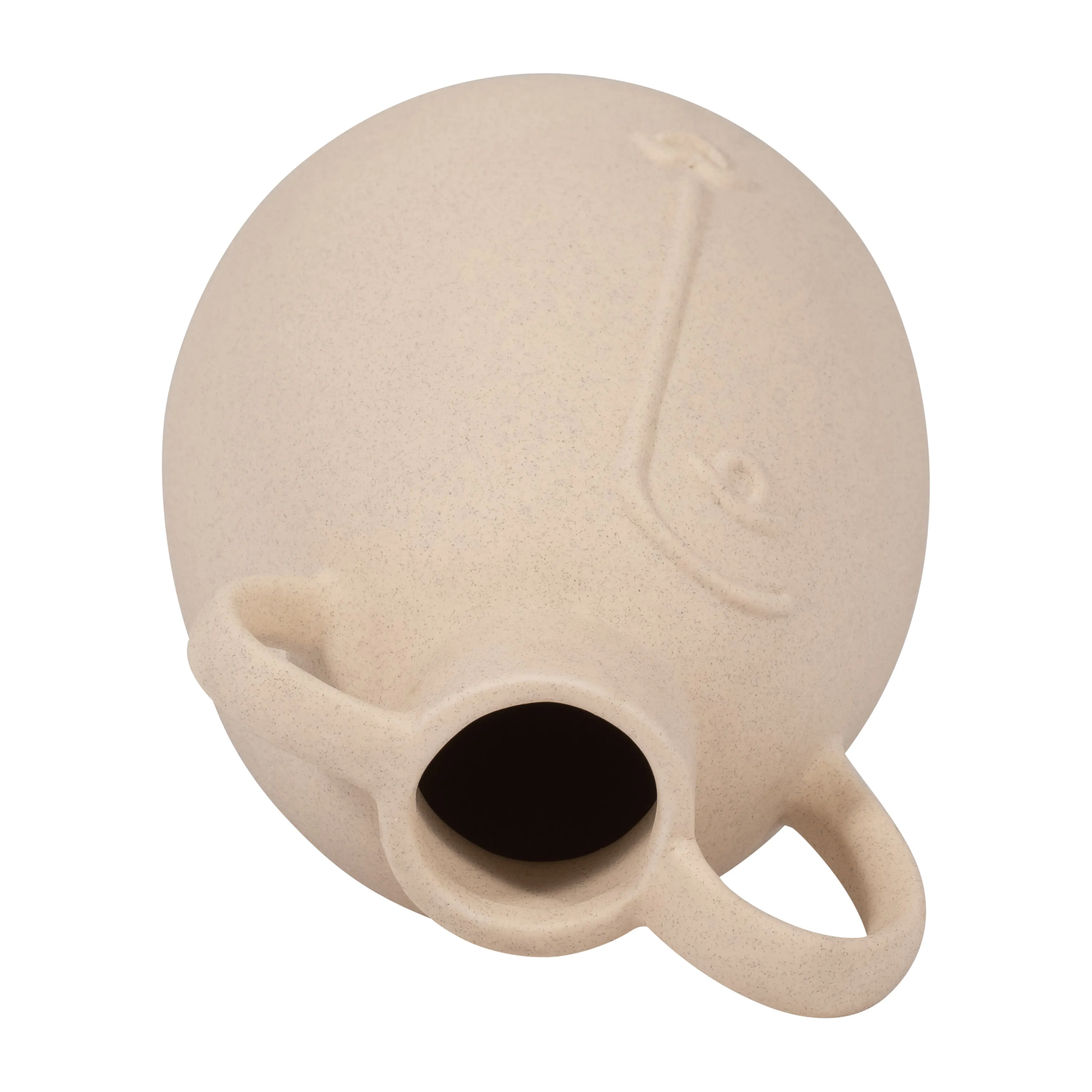 Cer, 8" Face Vase W/ Handles, Ivory