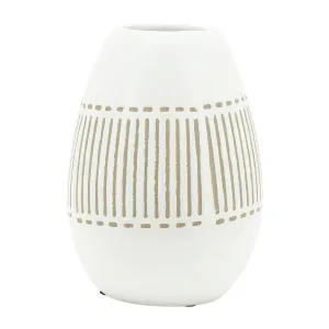 CER, 8"H AZTEC VASE, GRAY