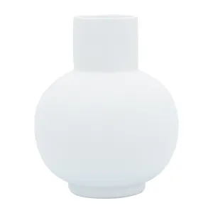 Cer, 8"H Bulbous Vase, White