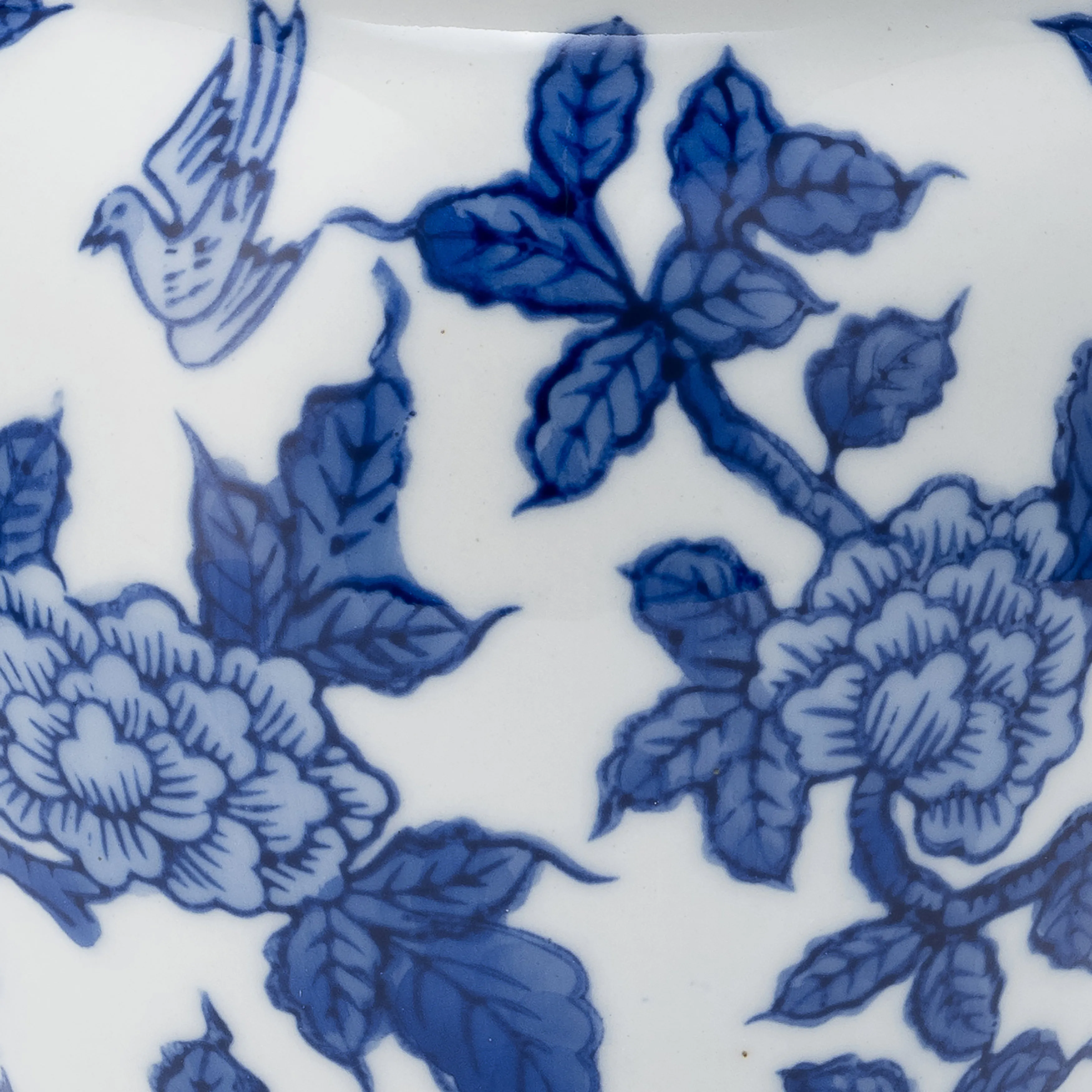 CER, 8"H TEMPLE JAR, BLUE/WHITE