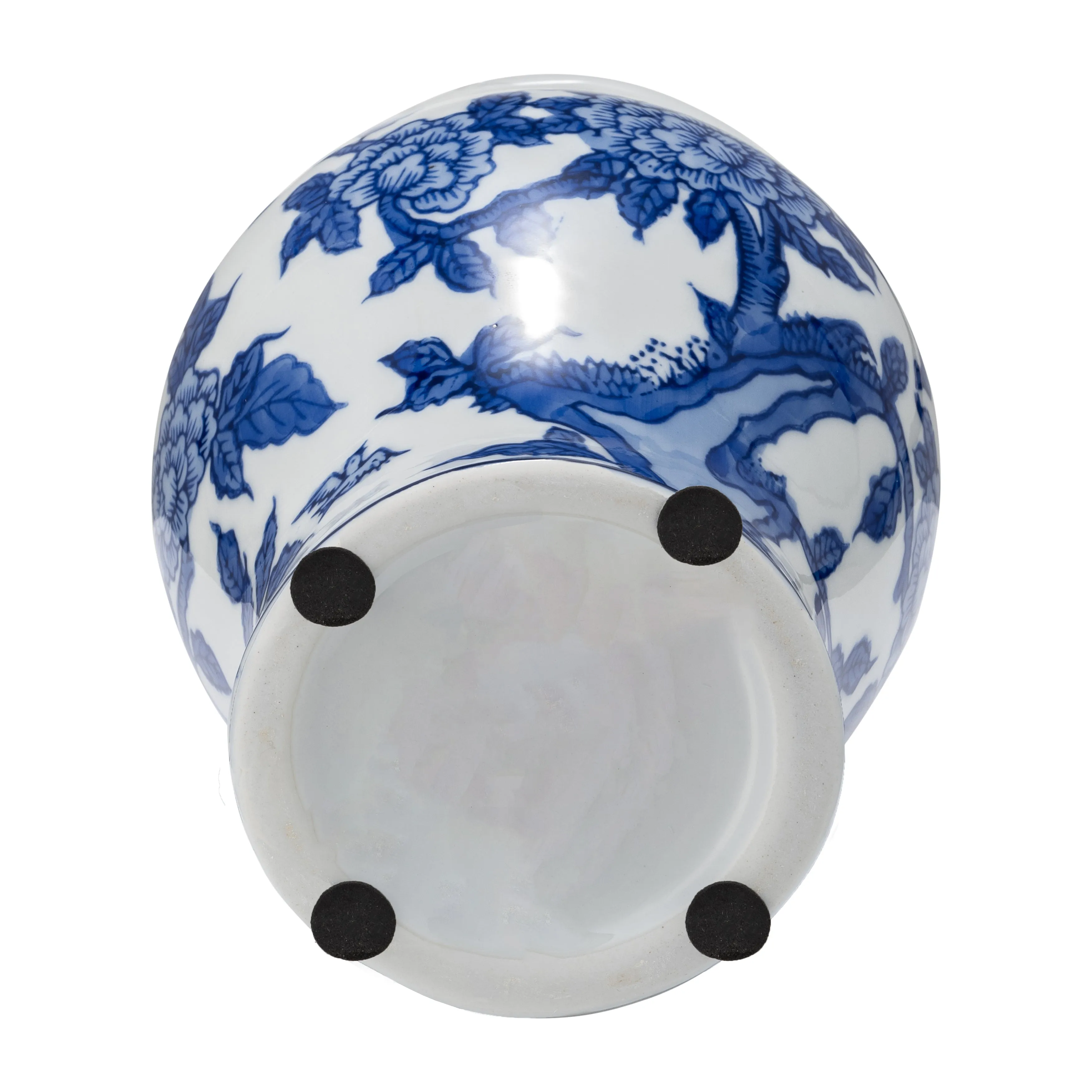 CER, 8"H TEMPLE JAR, BLUE/WHITE