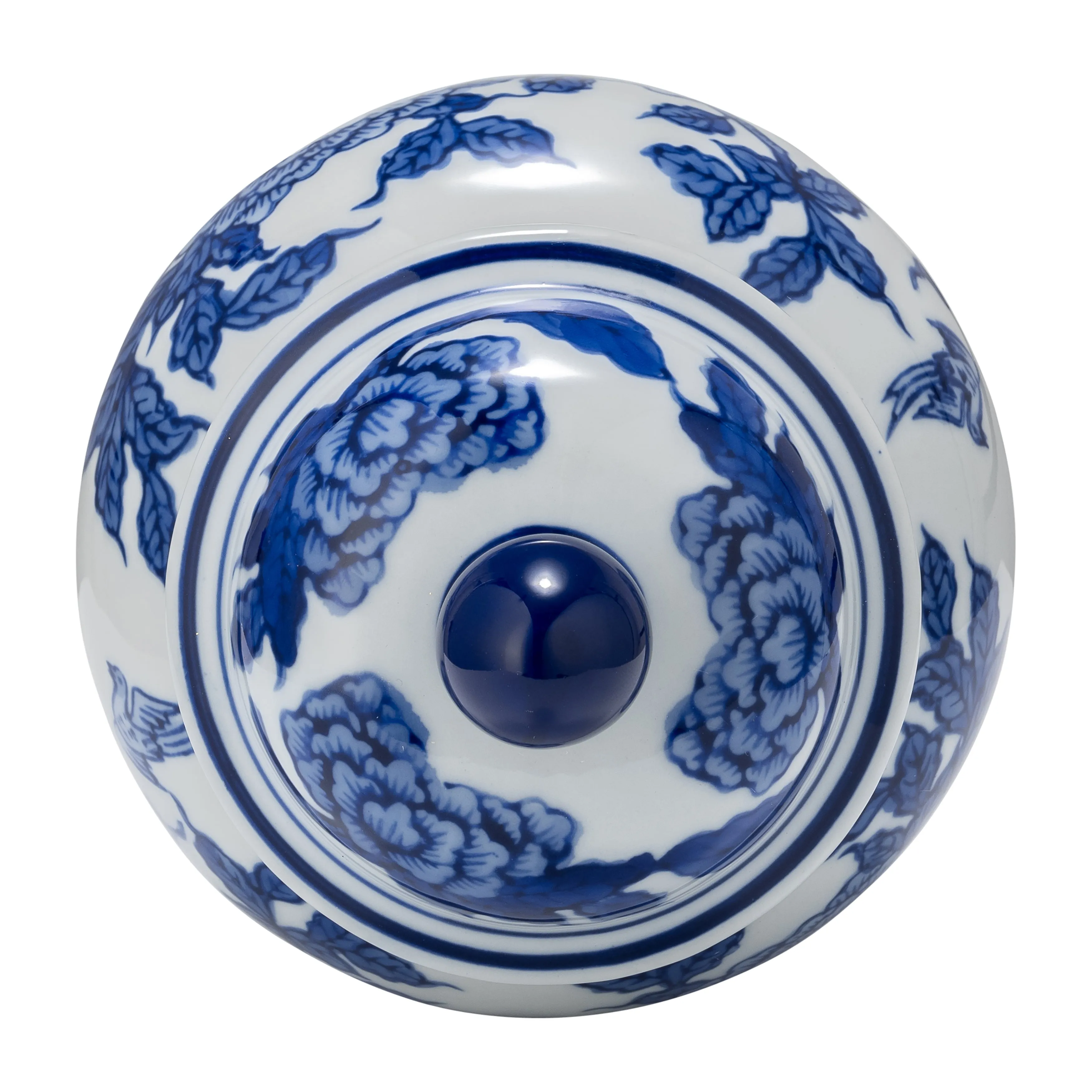 CER, 8"H TEMPLE JAR, BLUE/WHITE