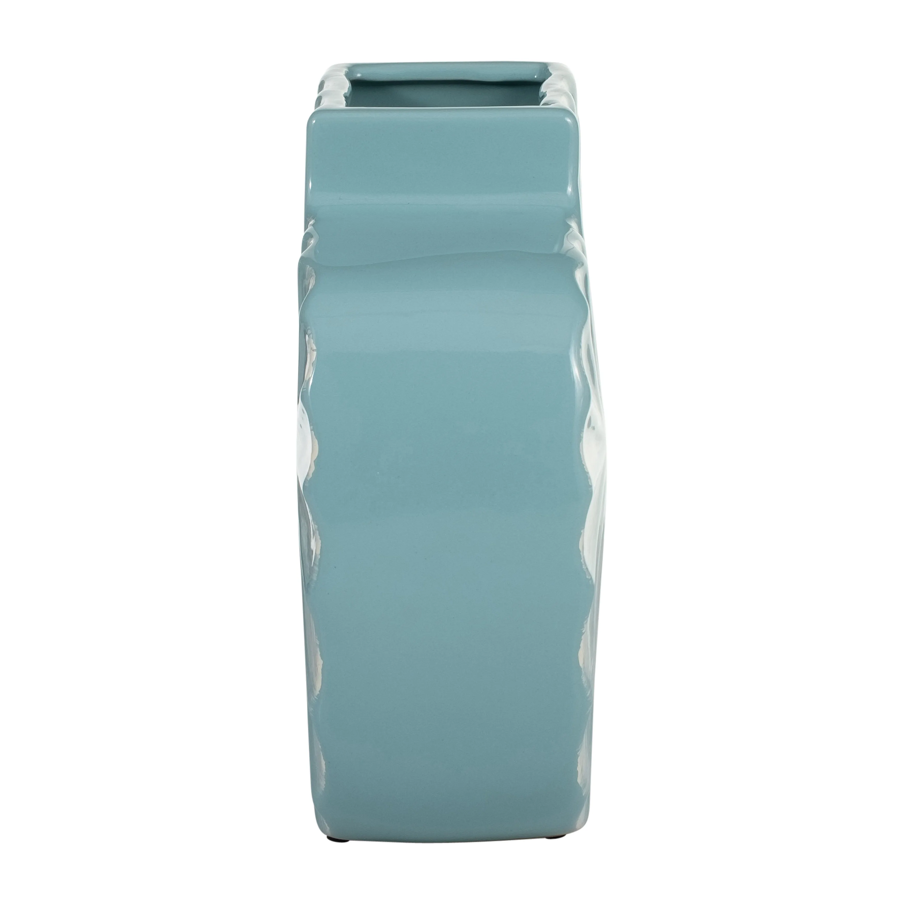 CER, 8"H TEXTURED VASE, AQUA