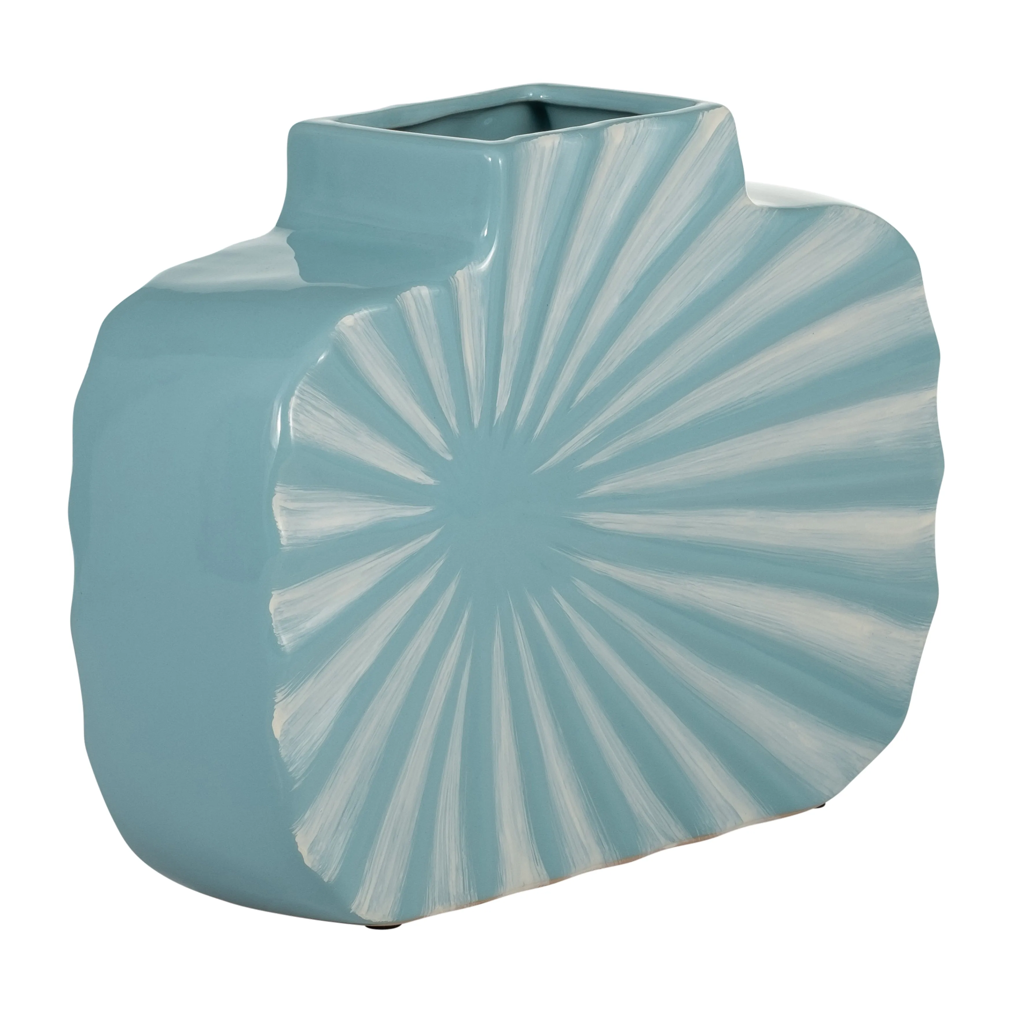CER, 8"H TEXTURED VASE, AQUA