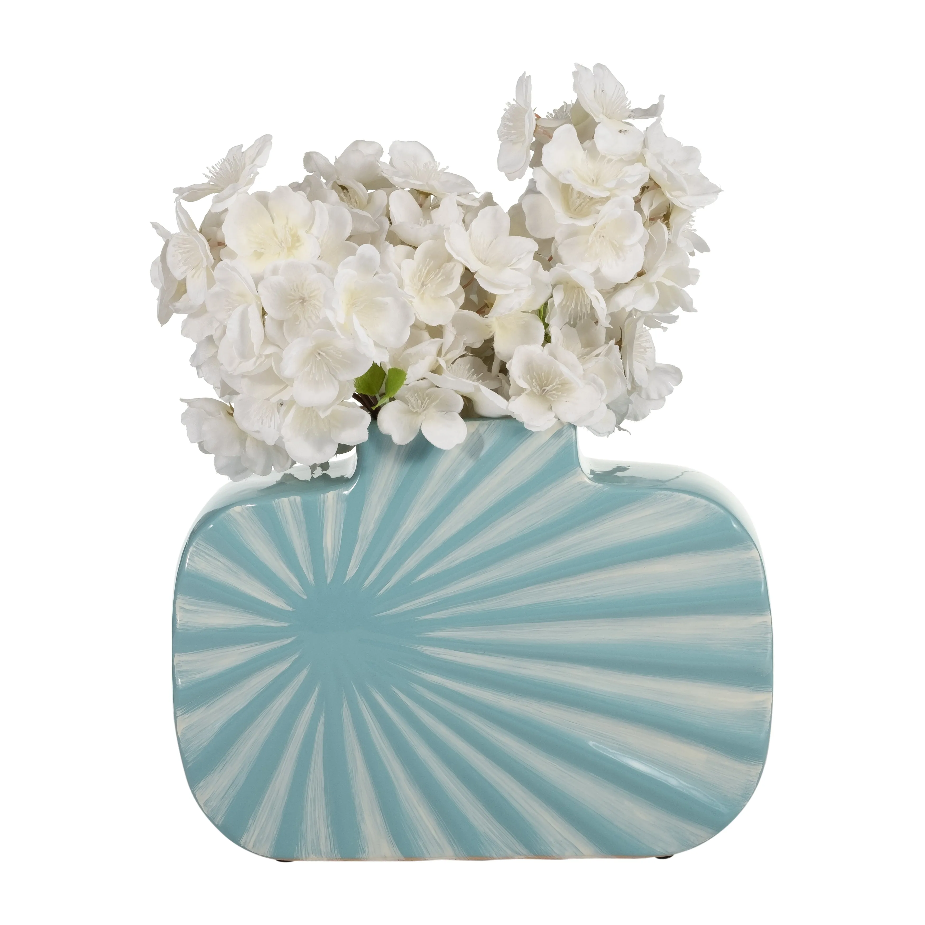 CER, 8"H TEXTURED VASE, AQUA