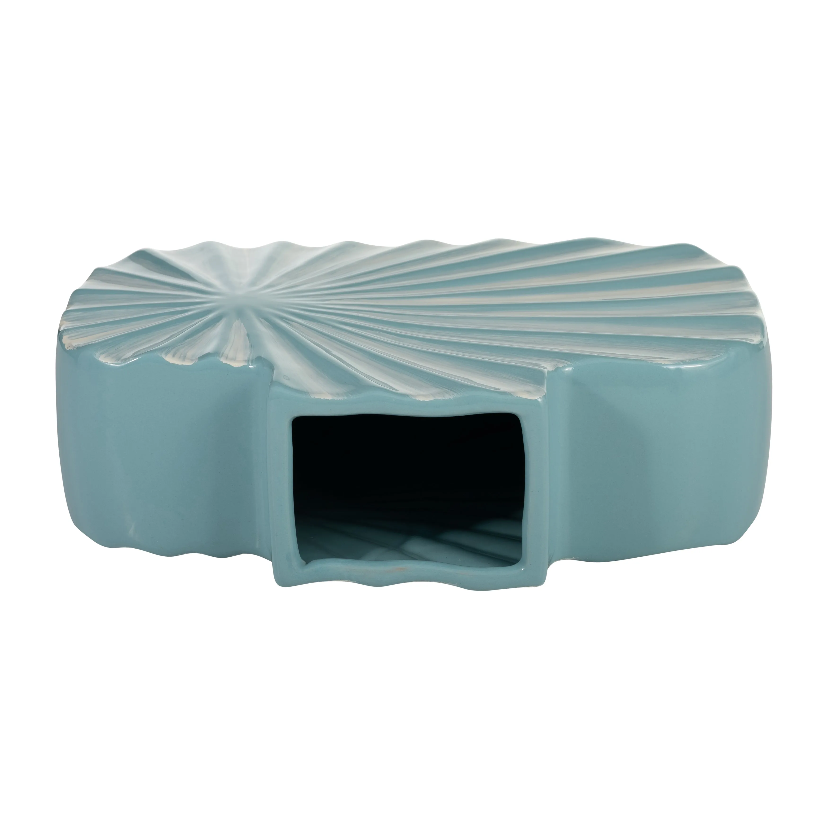 CER, 8"H TEXTURED VASE, AQUA