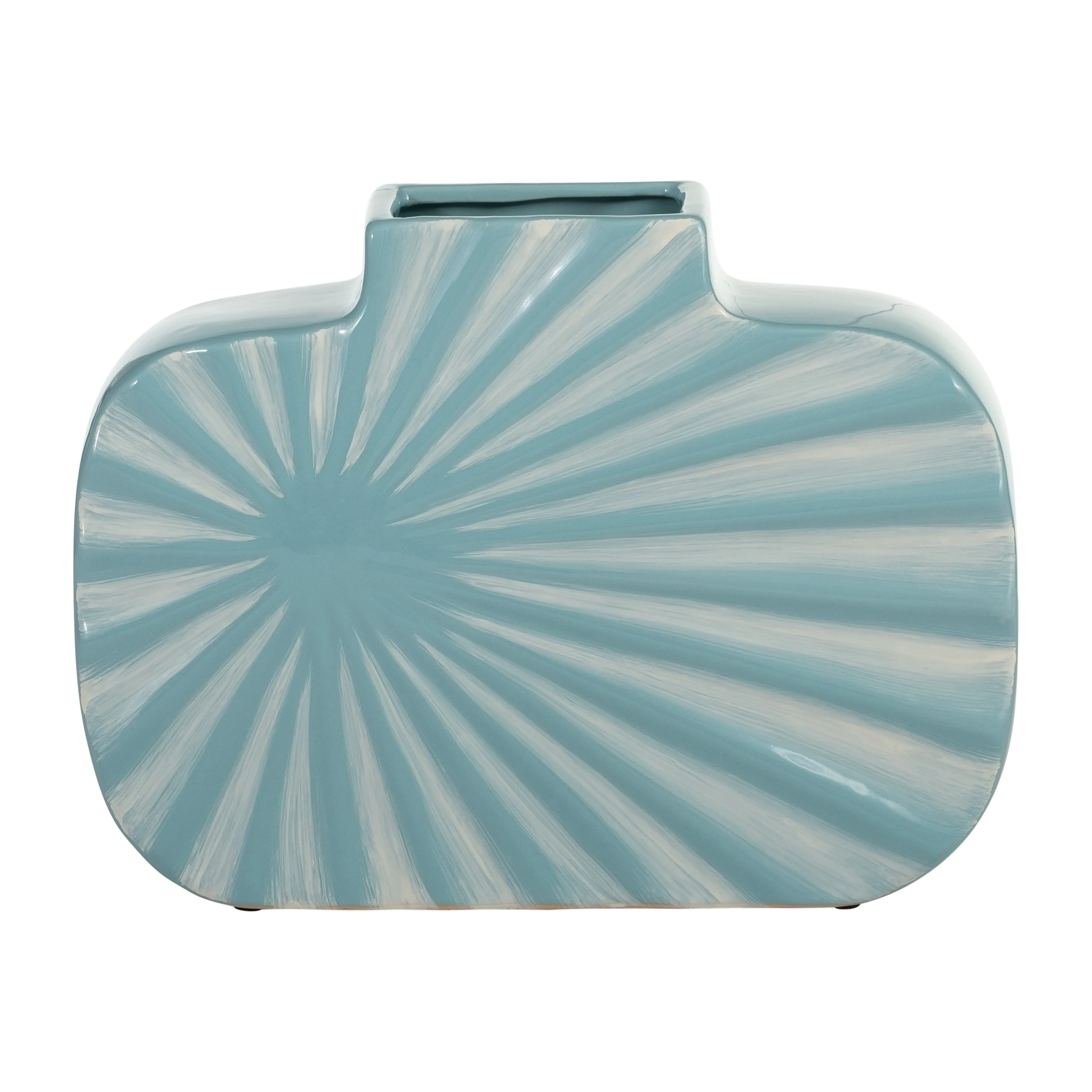 CER, 8"H TEXTURED VASE, AQUA