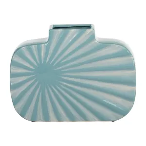 CER, 8"H TEXTURED VASE, AQUA