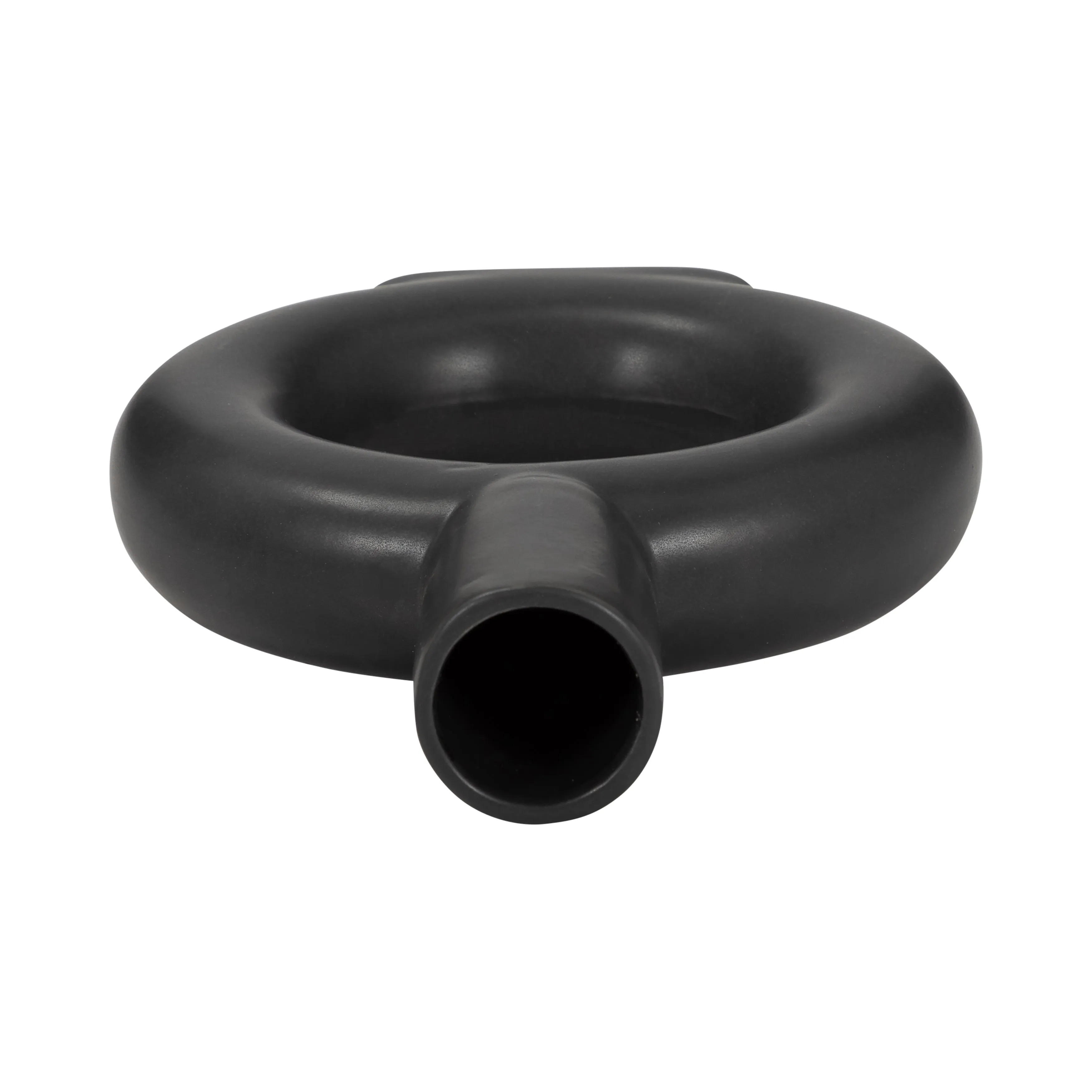Cer, 9" Round Cut-Out Vase, Black