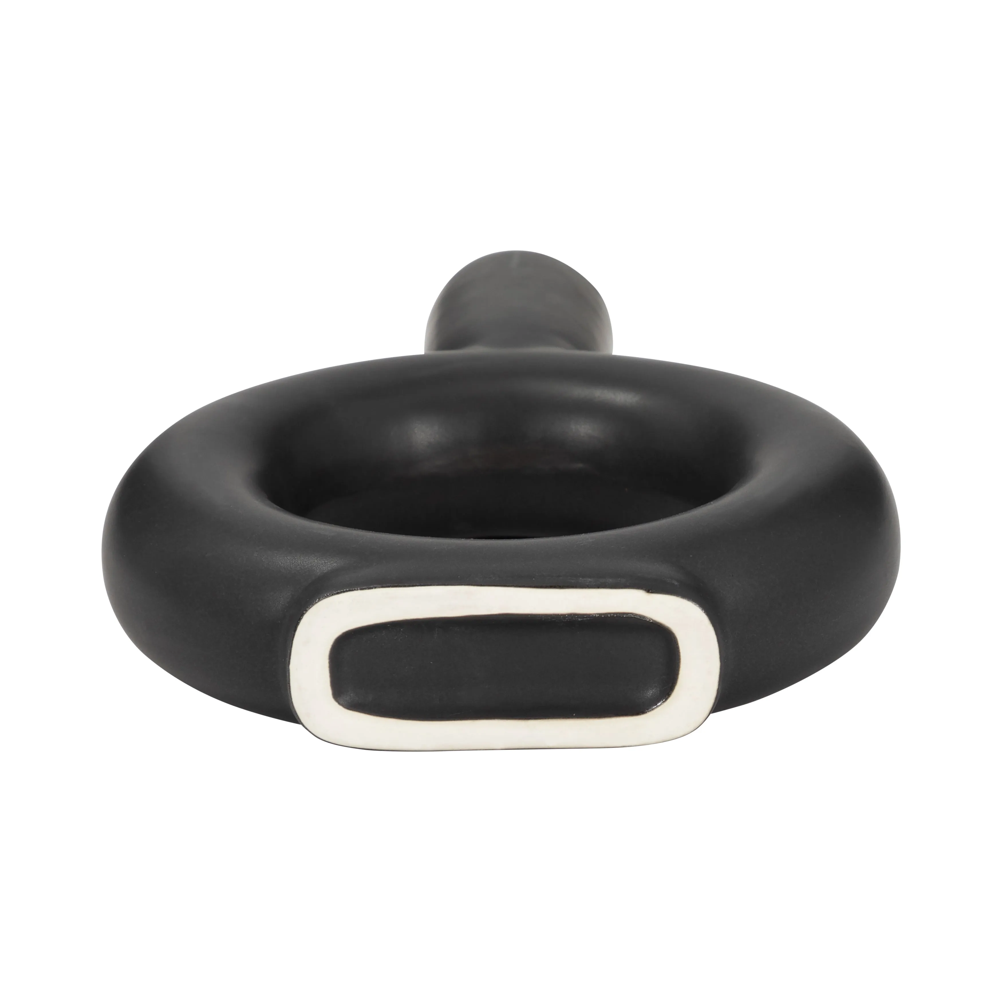 Cer, 9" Round Cut-Out Vase, Black