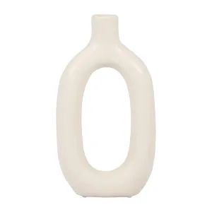 CER, 9" TEXTURED CUT-OUT VASE, COTTON