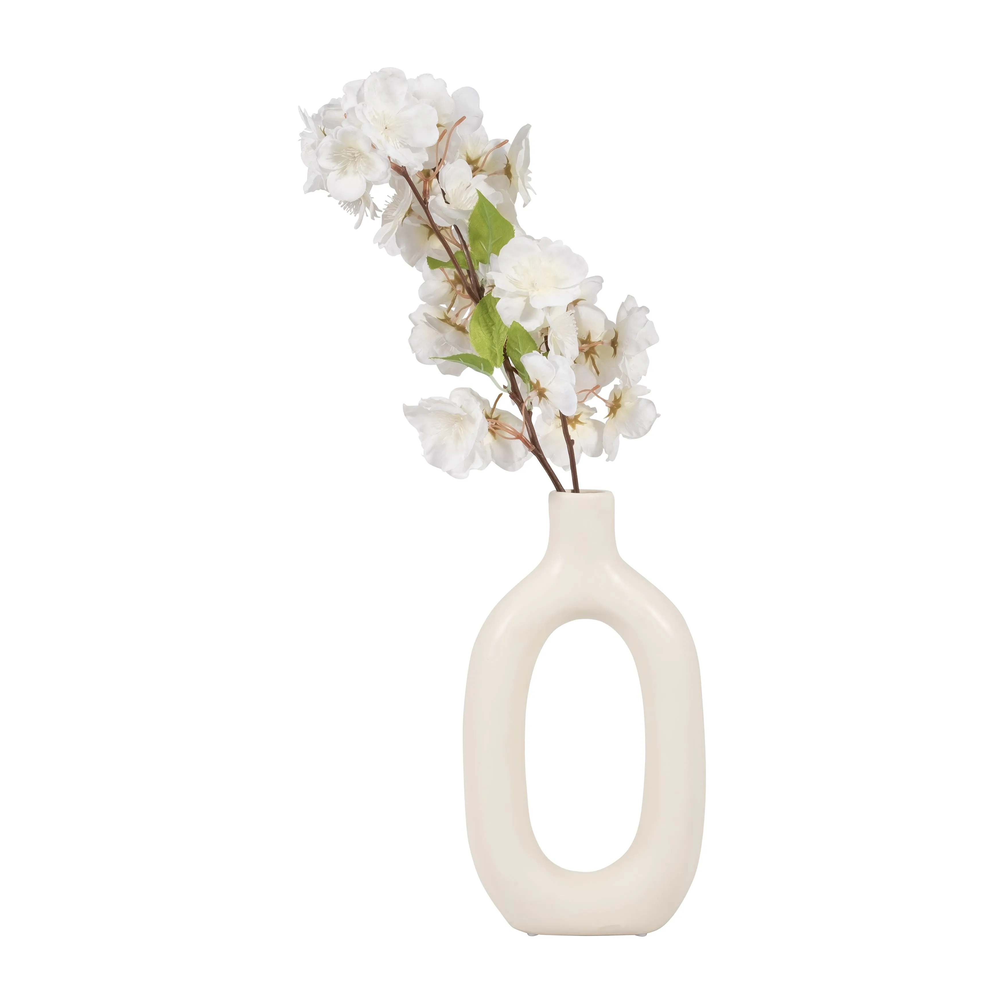 CER, 9" TEXTURED CUT-OUT VASE, COTTON