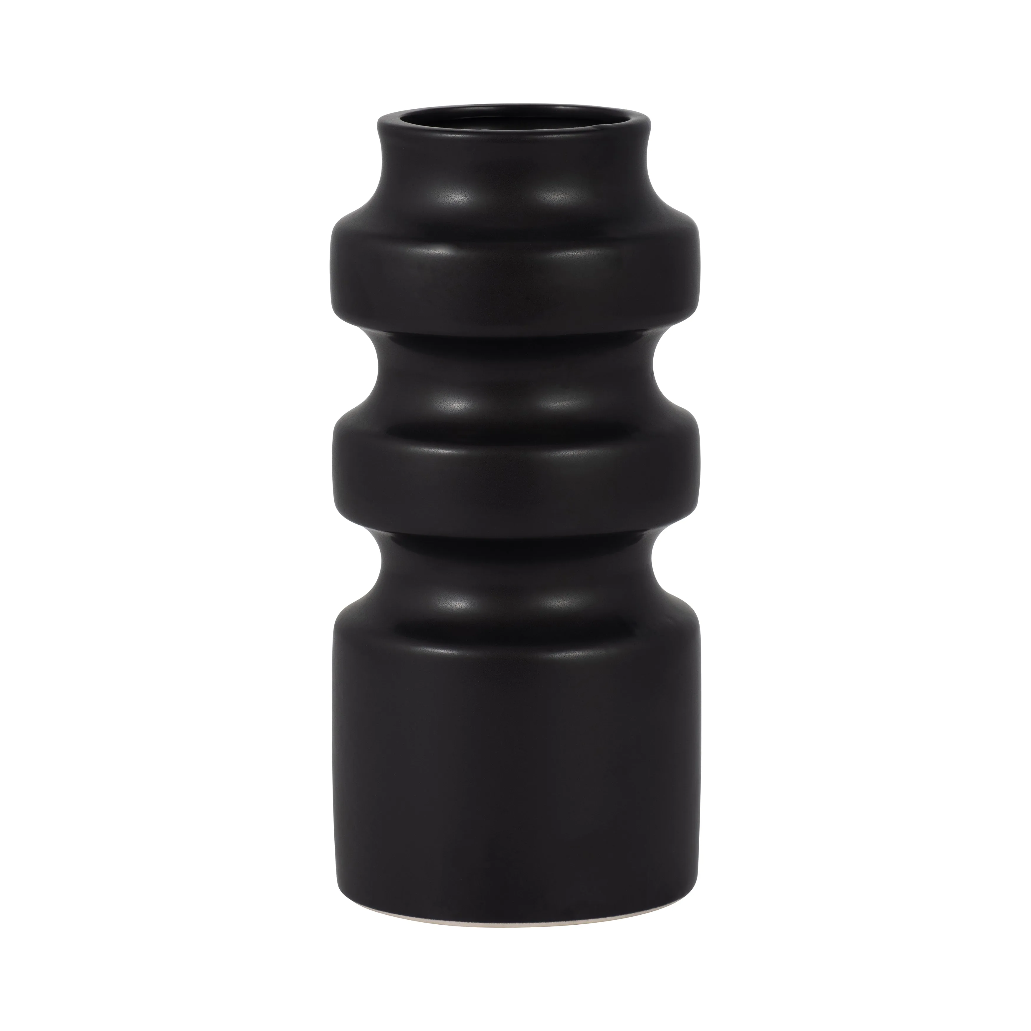CER, 9" TIERED VASE, BLACK