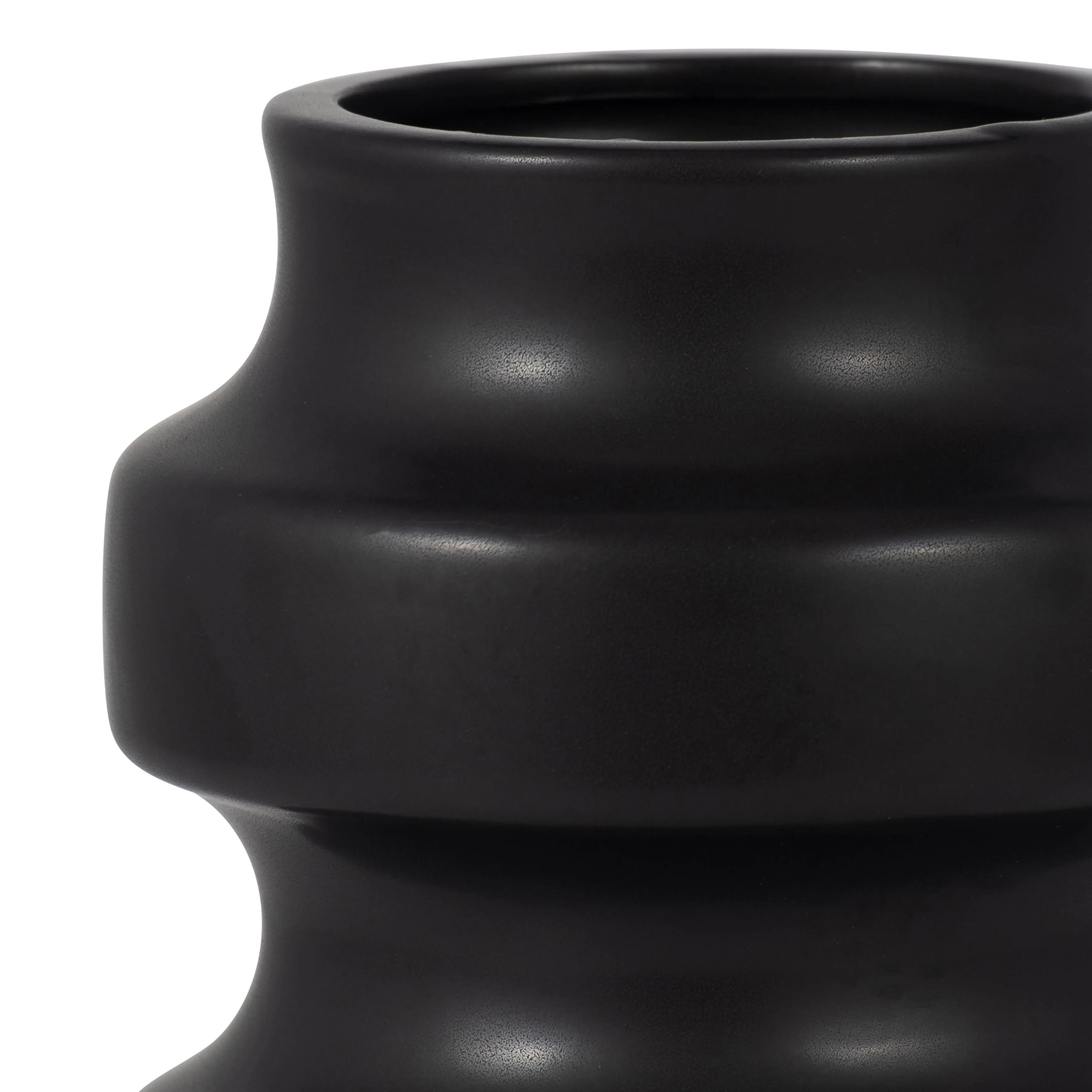 CER, 9" TIERED VASE, BLACK