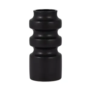 CER, 9" TIERED VASE, BLACK