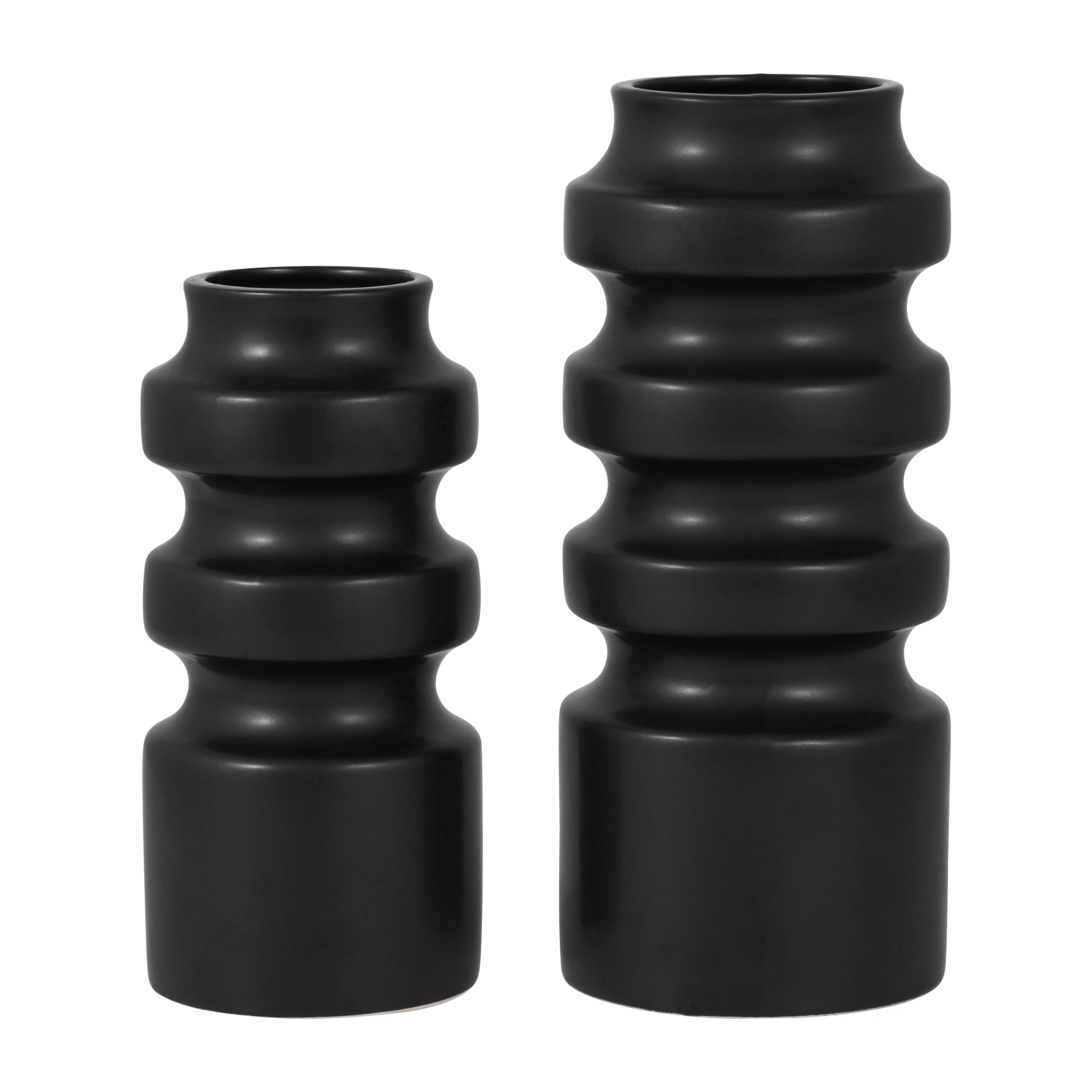 CER, 9" TIERED VASE, BLACK