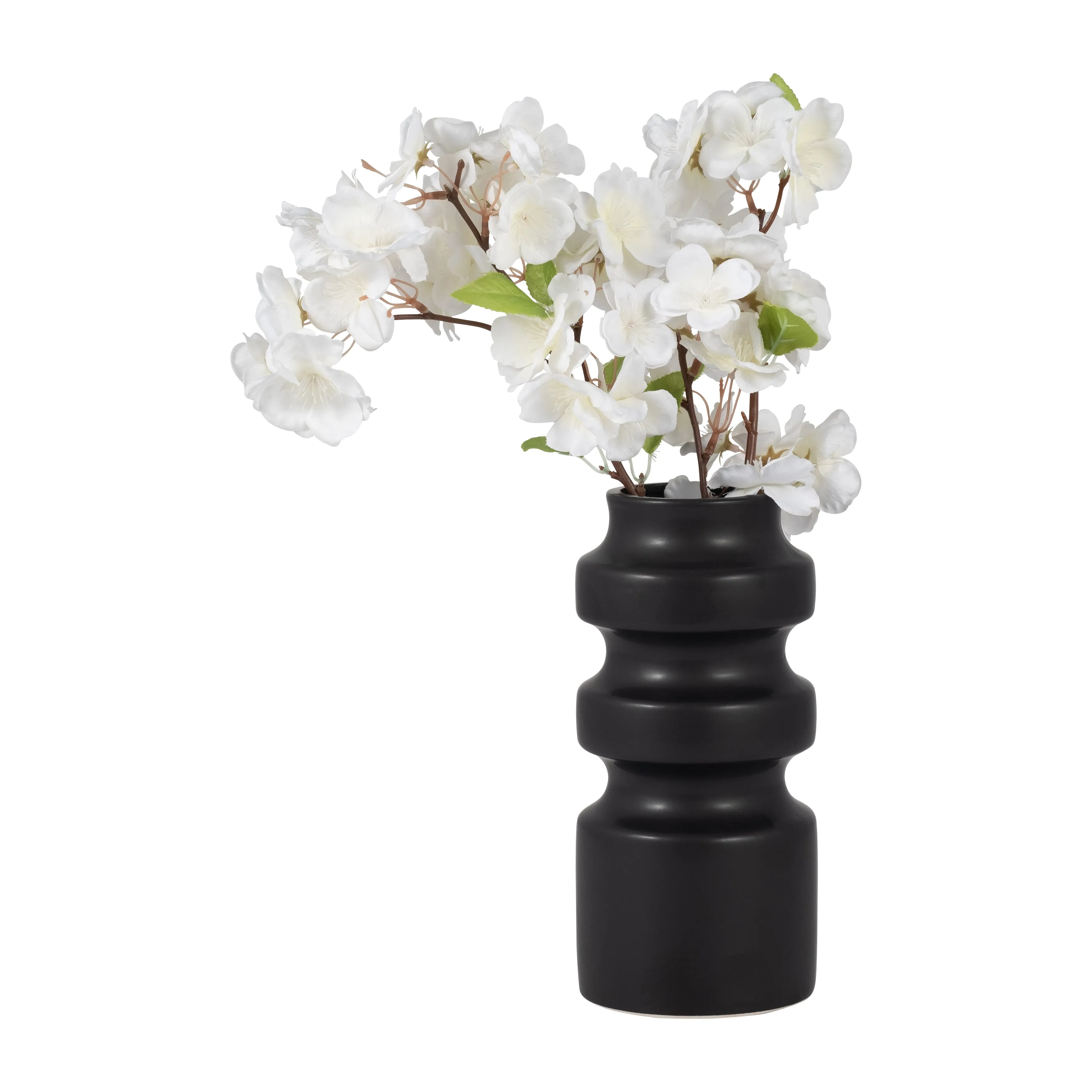 CER, 9" TIERED VASE, BLACK