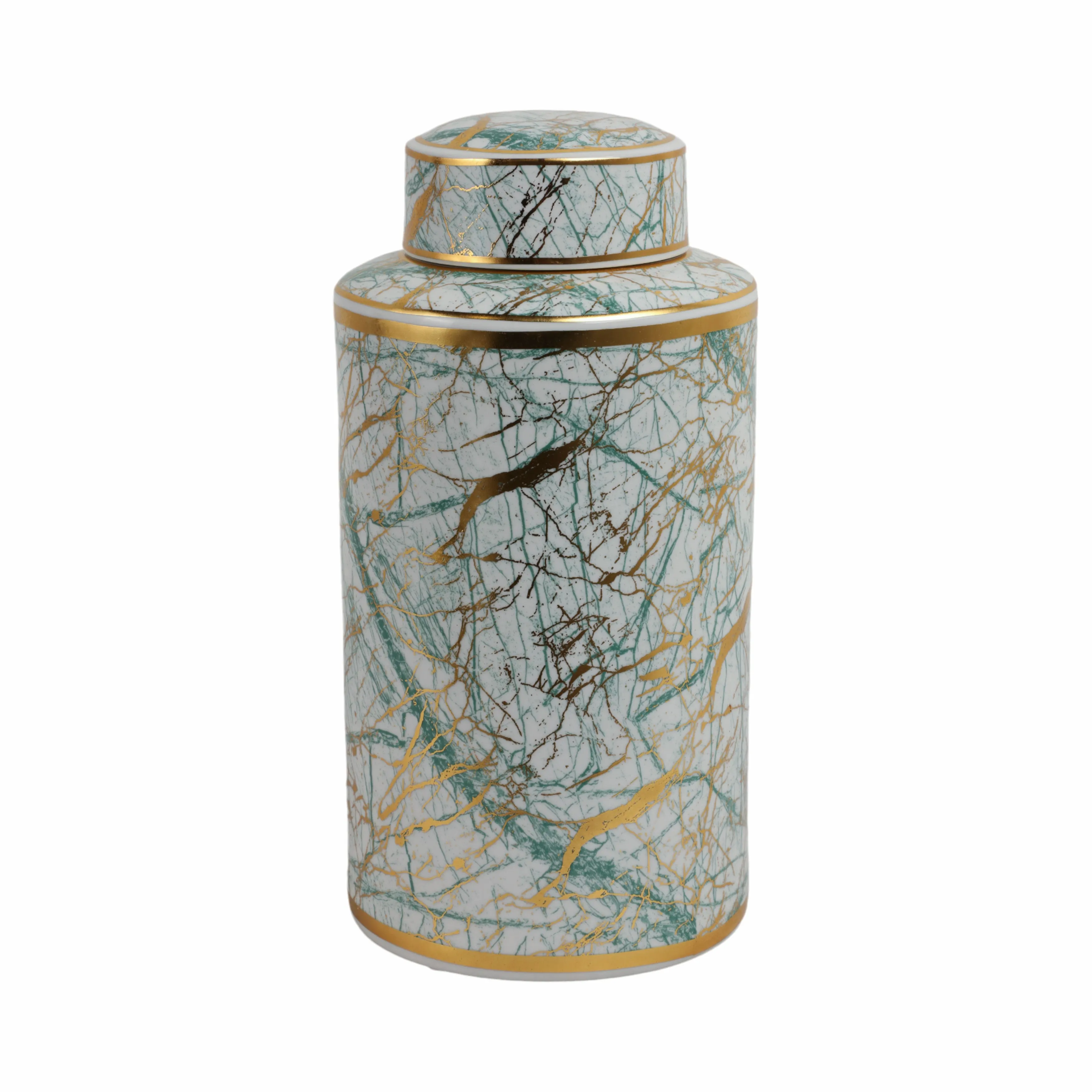 CER, 9"H ROUNDED JAR W/ LID, BLUE