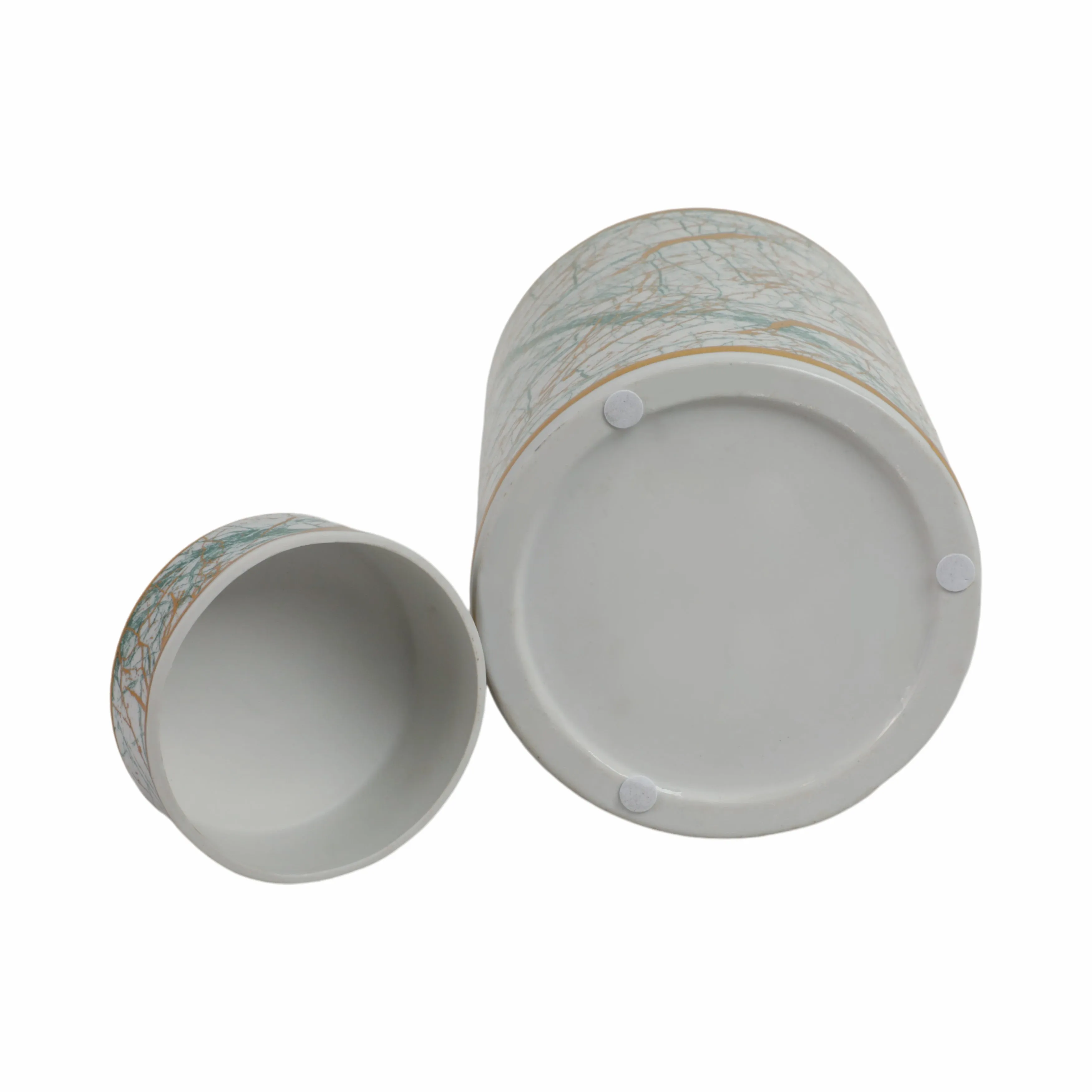 CER, 9"H ROUNDED JAR W/ LID, BLUE