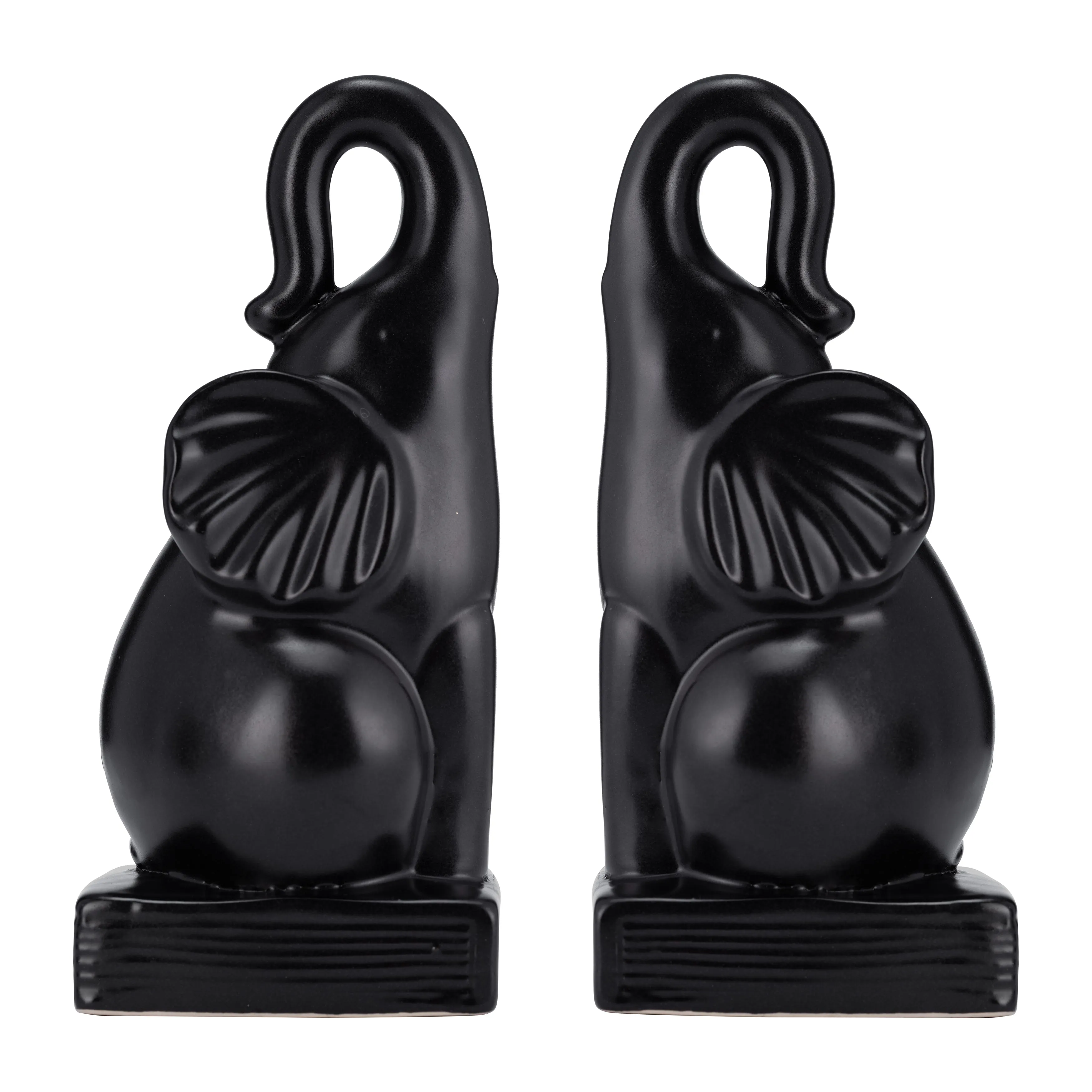 CER, S/2 8"H ELEPHANT BOOKENDS, BLACK