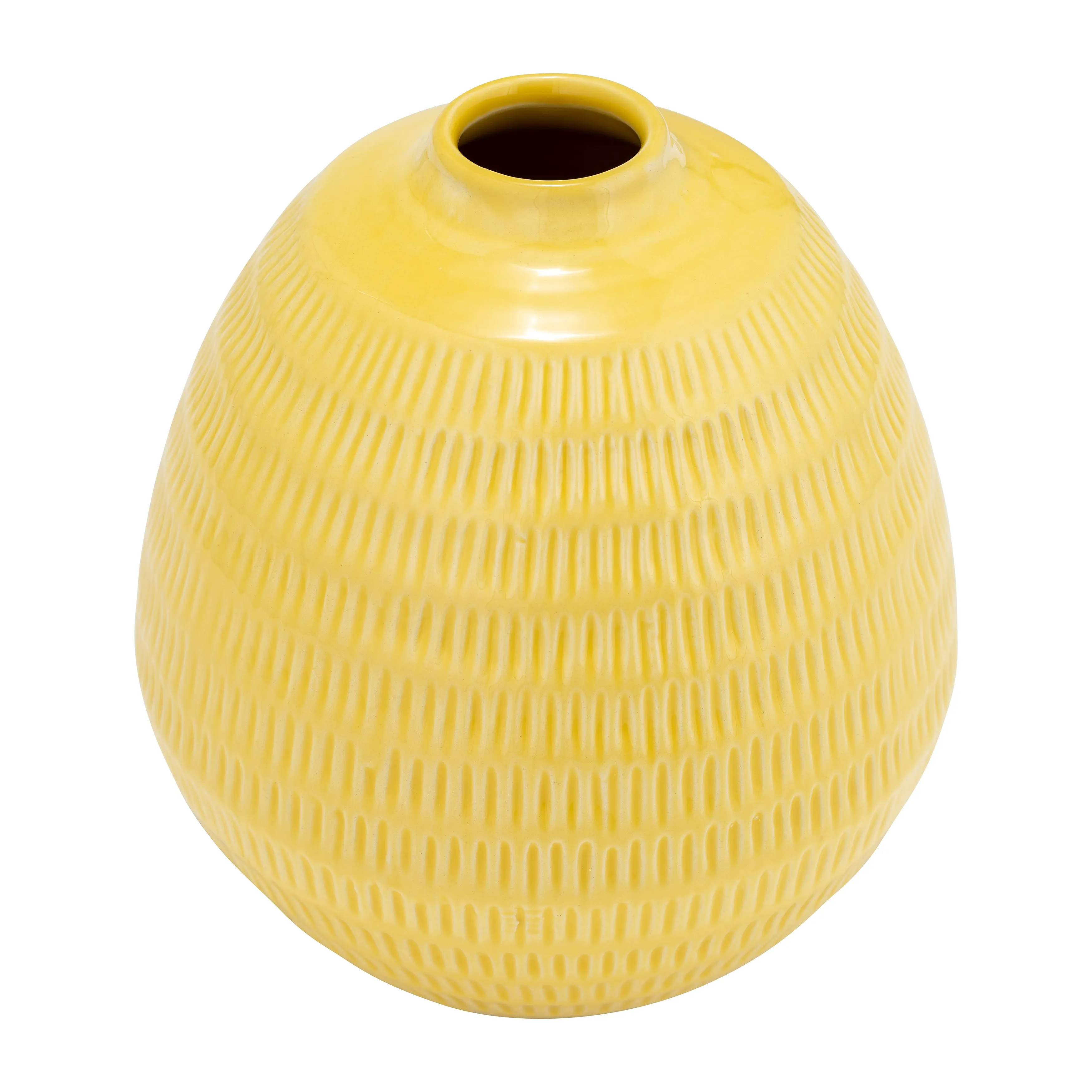 CER,7",STRIPE OVAL VASE,YELLOW