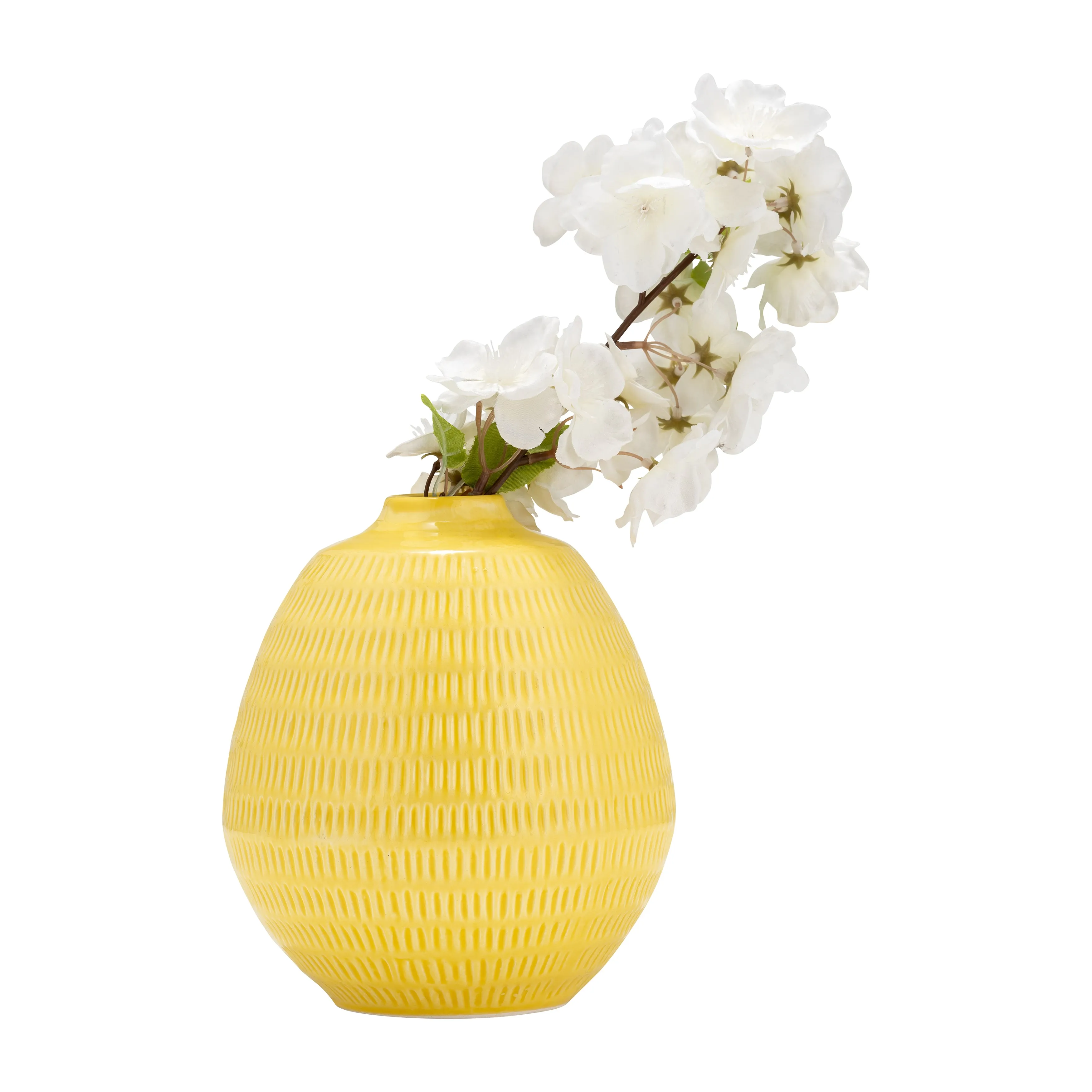 CER,7",STRIPE OVAL VASE,YELLOW