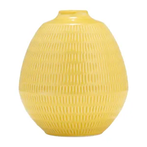 CER,7",STRIPE OVAL VASE,YELLOW