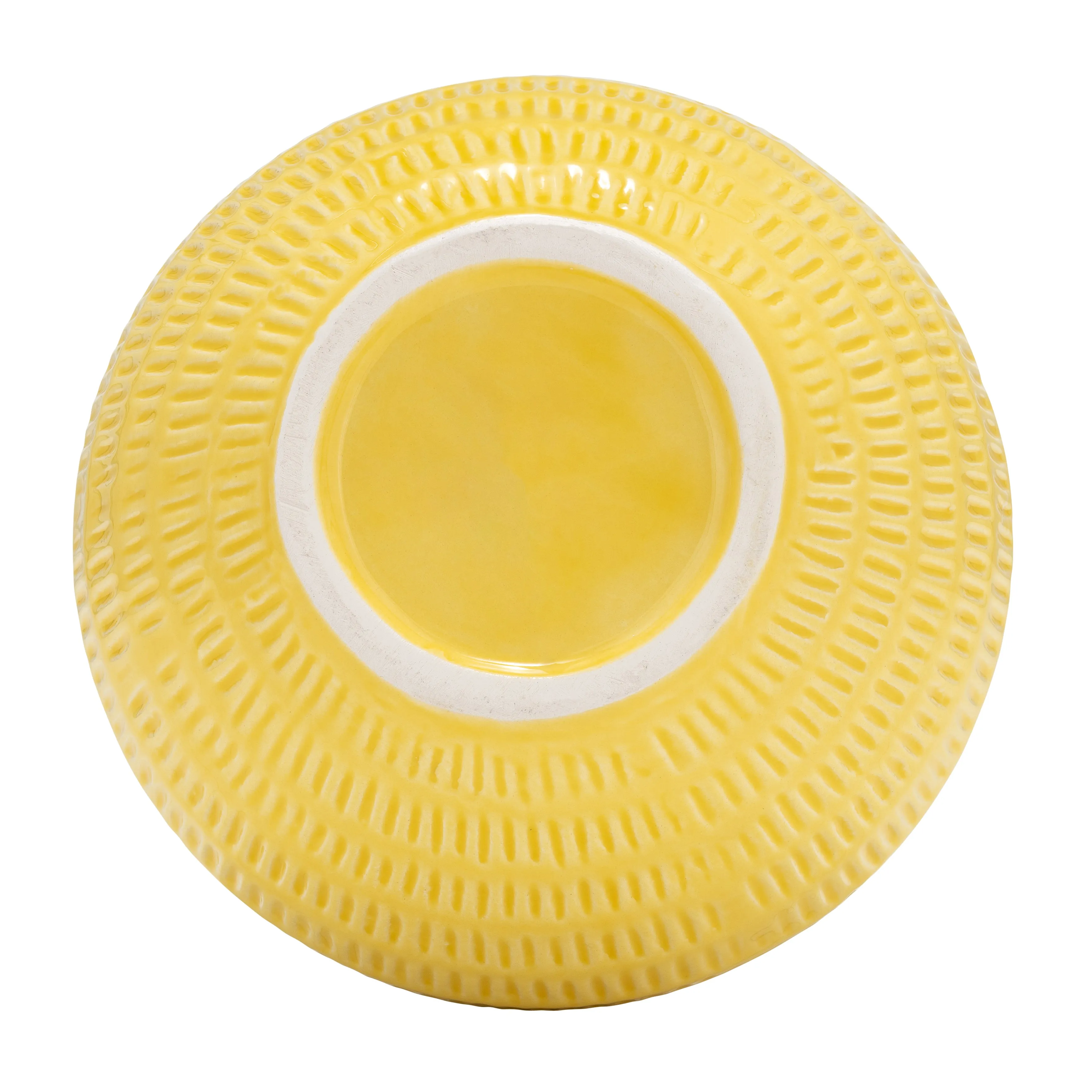 CER,7",STRIPE OVAL VASE,YELLOW