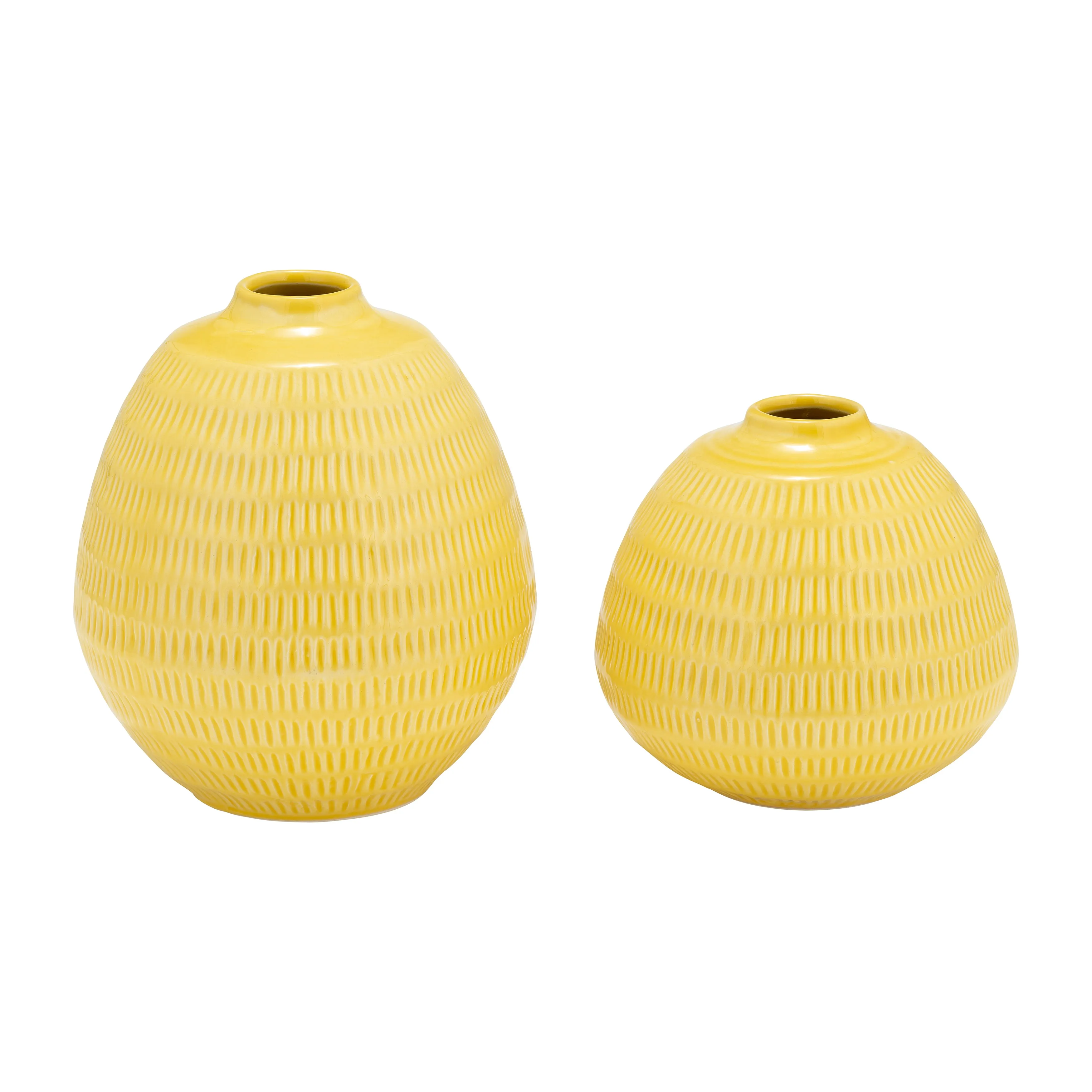 CER,7",STRIPE OVAL VASE,YELLOW