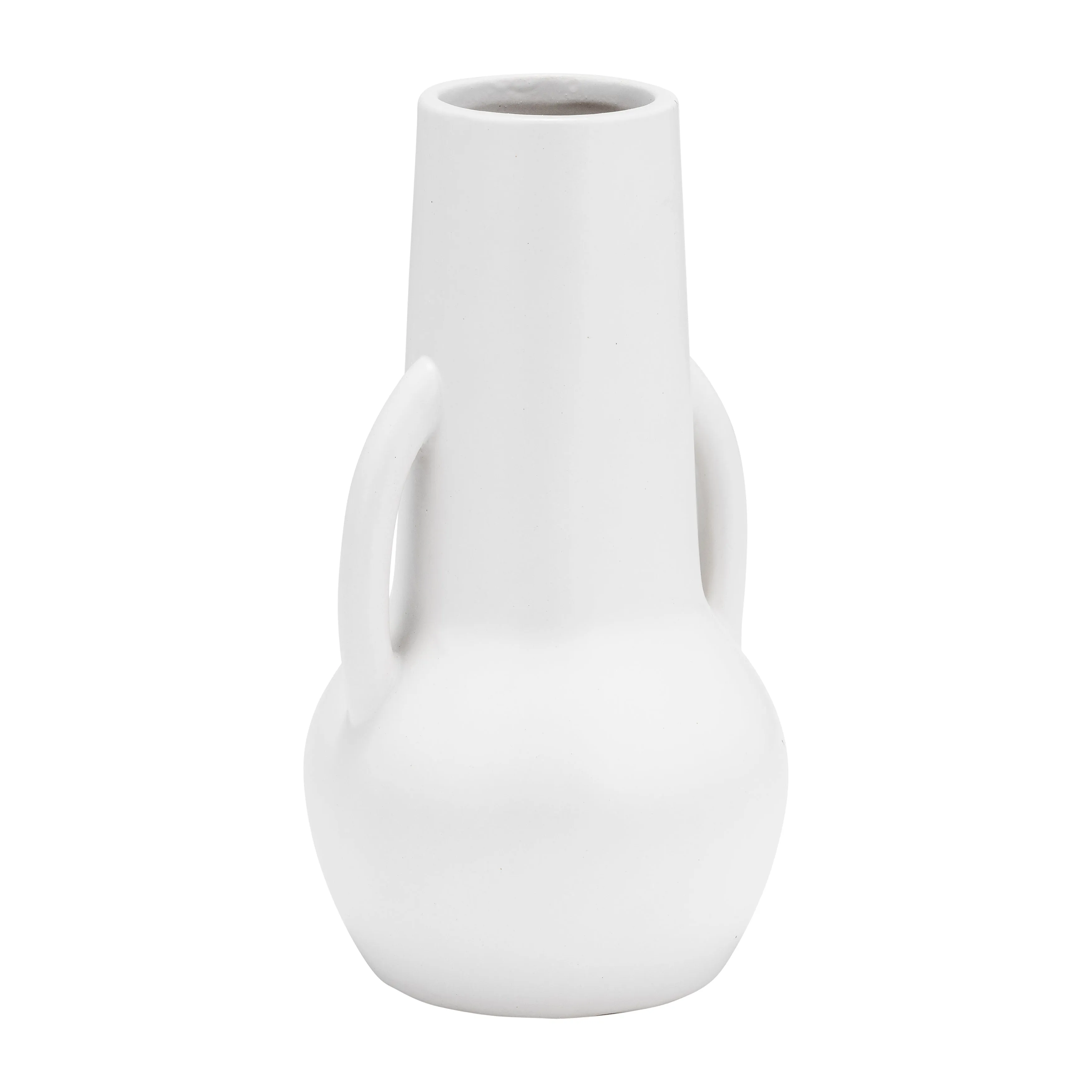 CER,8",VASE W/HANDLES,WHITE