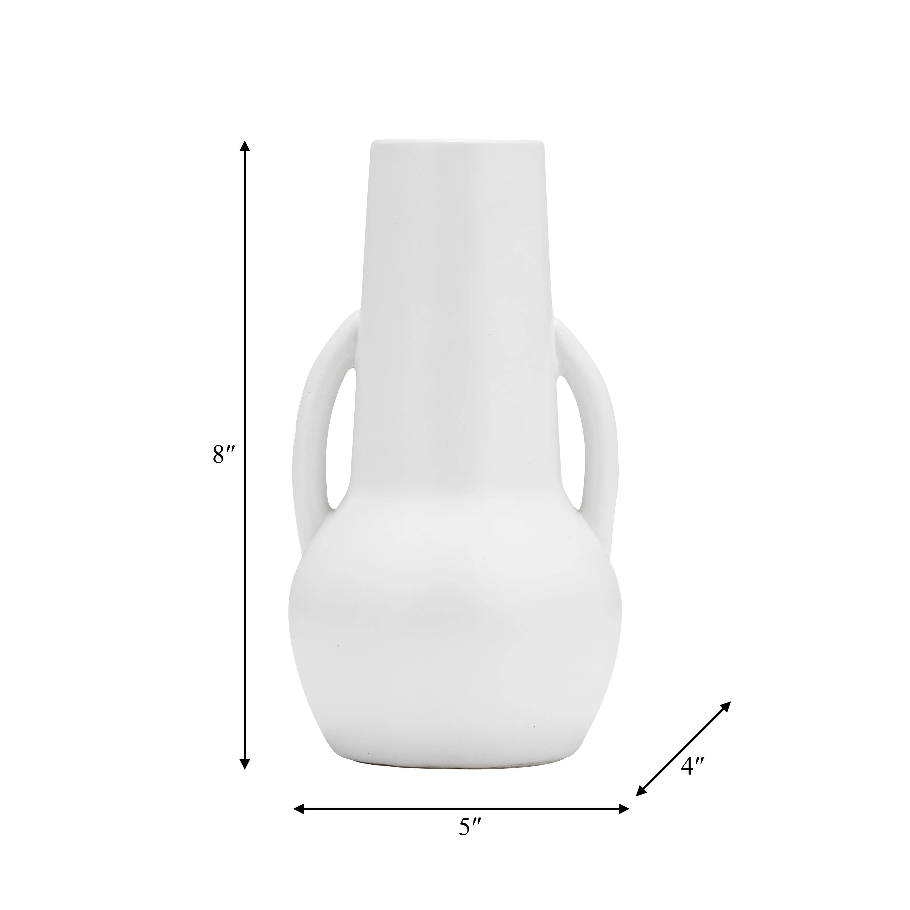 CER,8",VASE W/HANDLES,WHITE