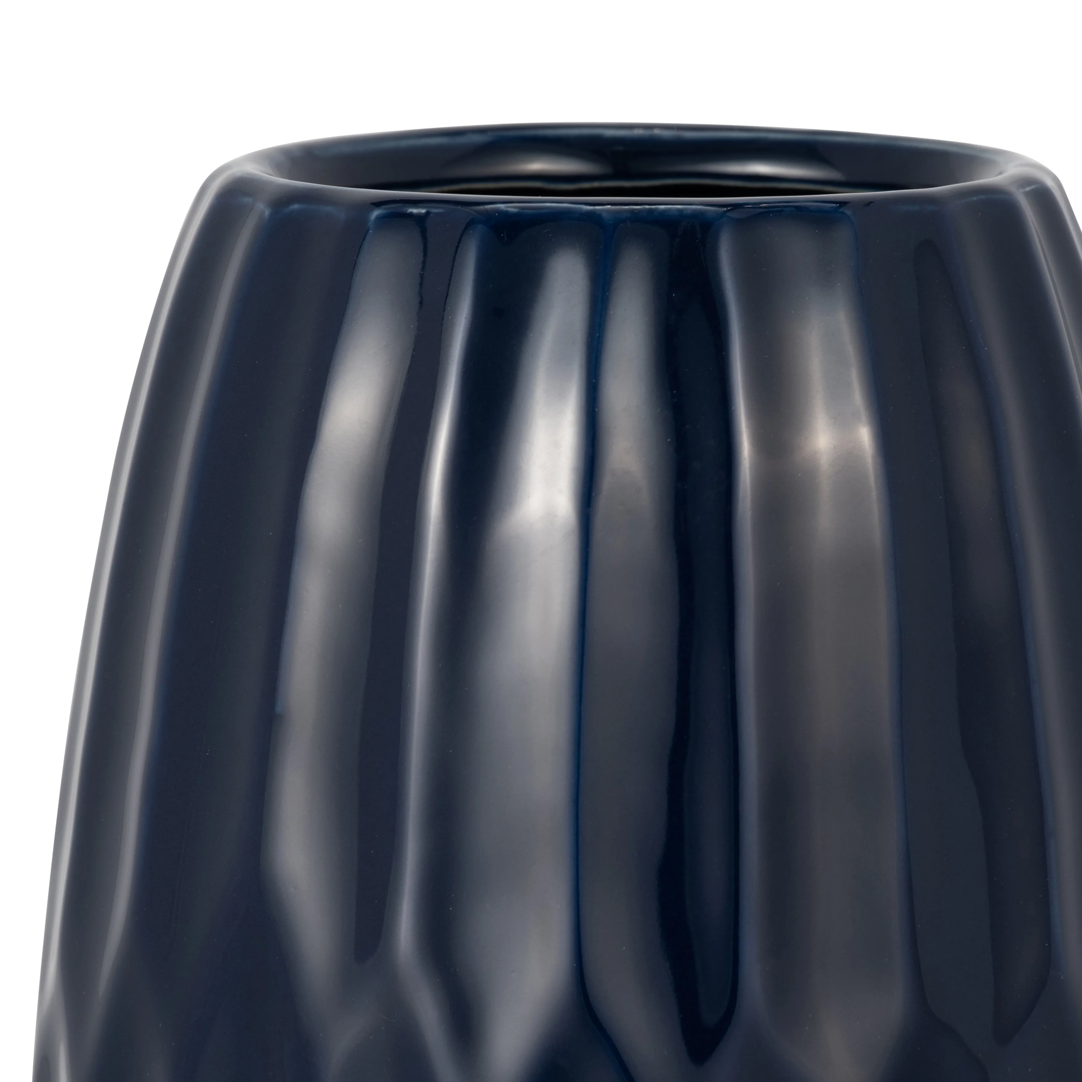 CERAMIC 14" VASE , NAVY BLUE