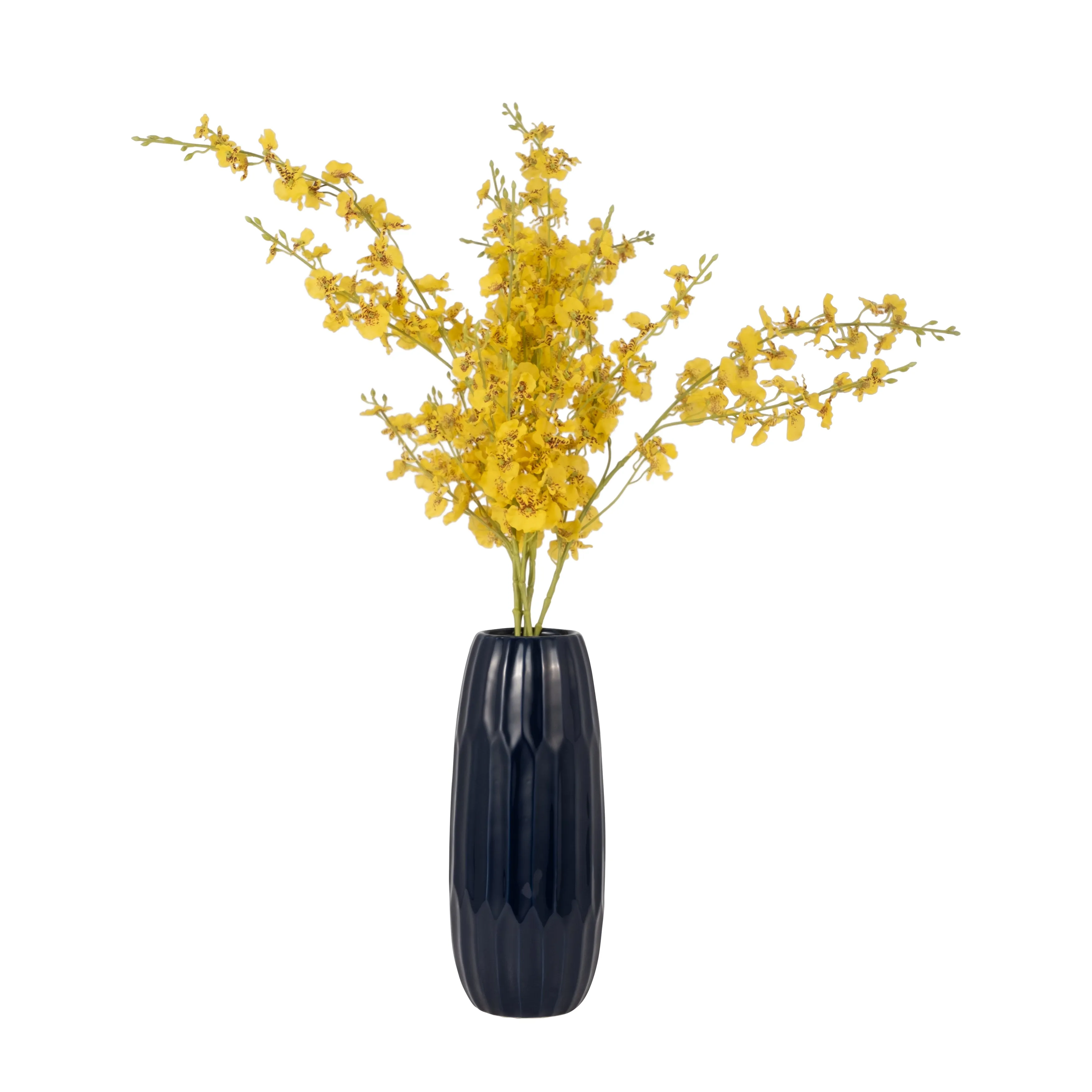CERAMIC 14" VASE , NAVY BLUE