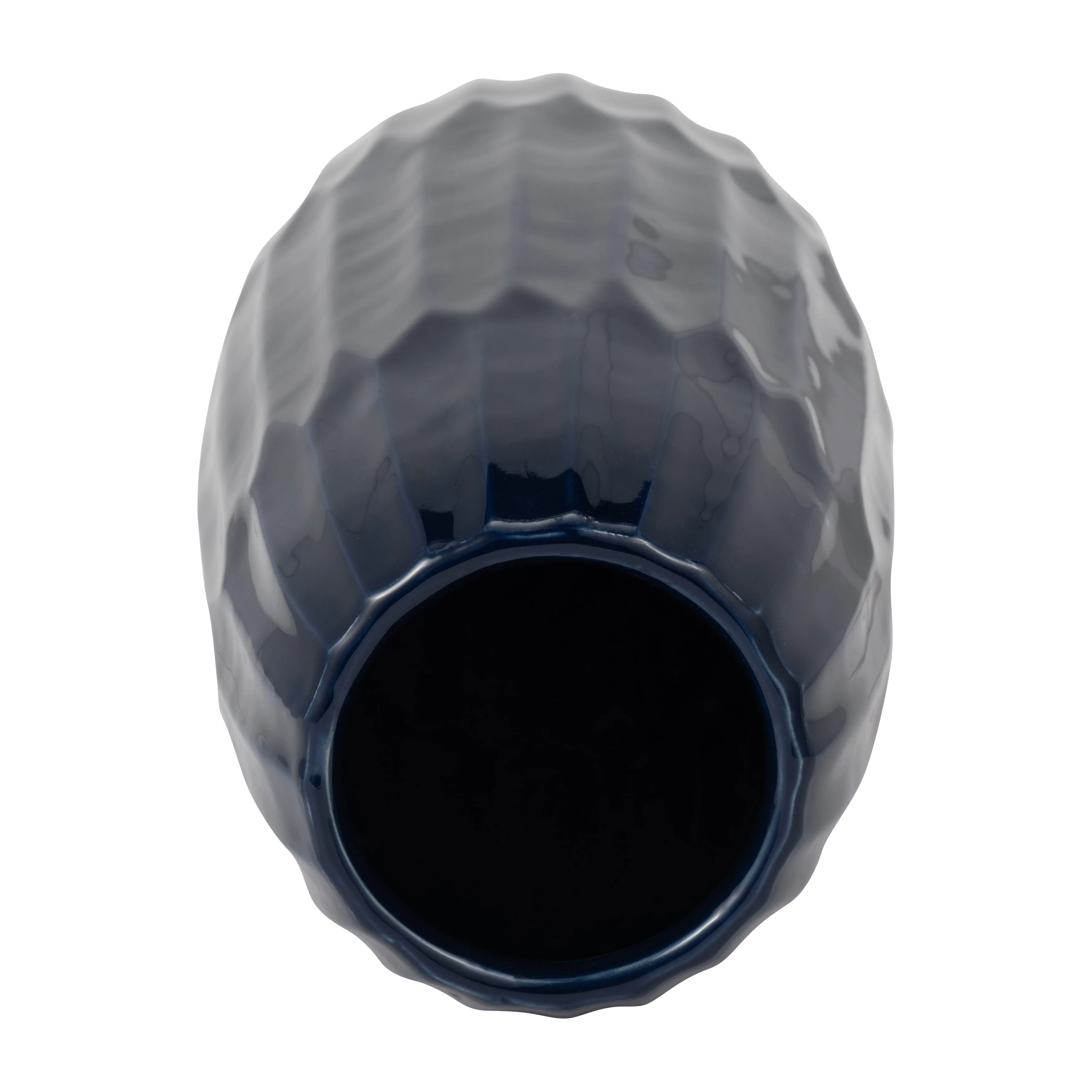 CERAMIC 14" VASE , NAVY BLUE