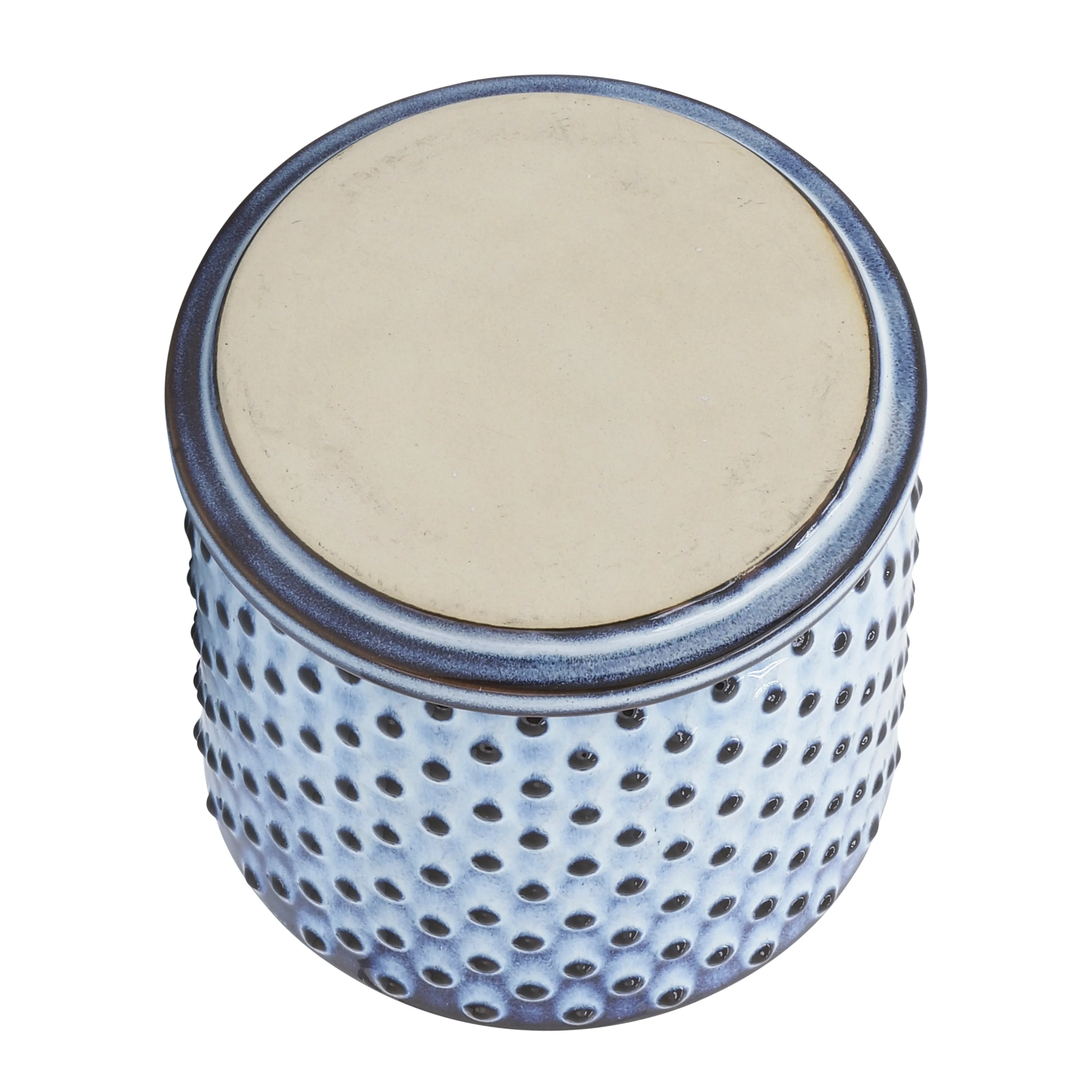 CERAMIC 6" DOTTED PLANTER W/ SAUCER, BLUE