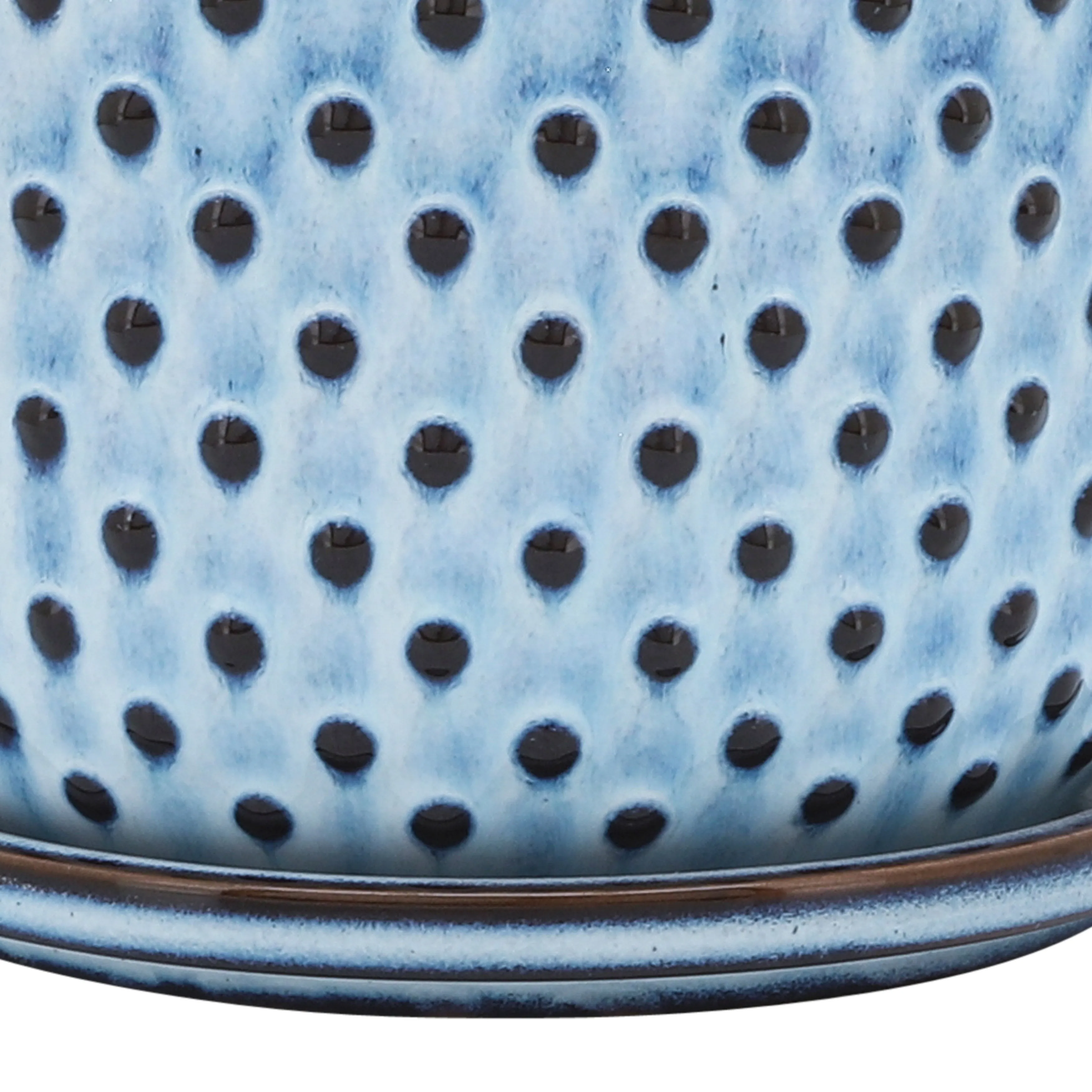 CERAMIC 6" DOTTED PLANTER W/ SAUCER, BLUE