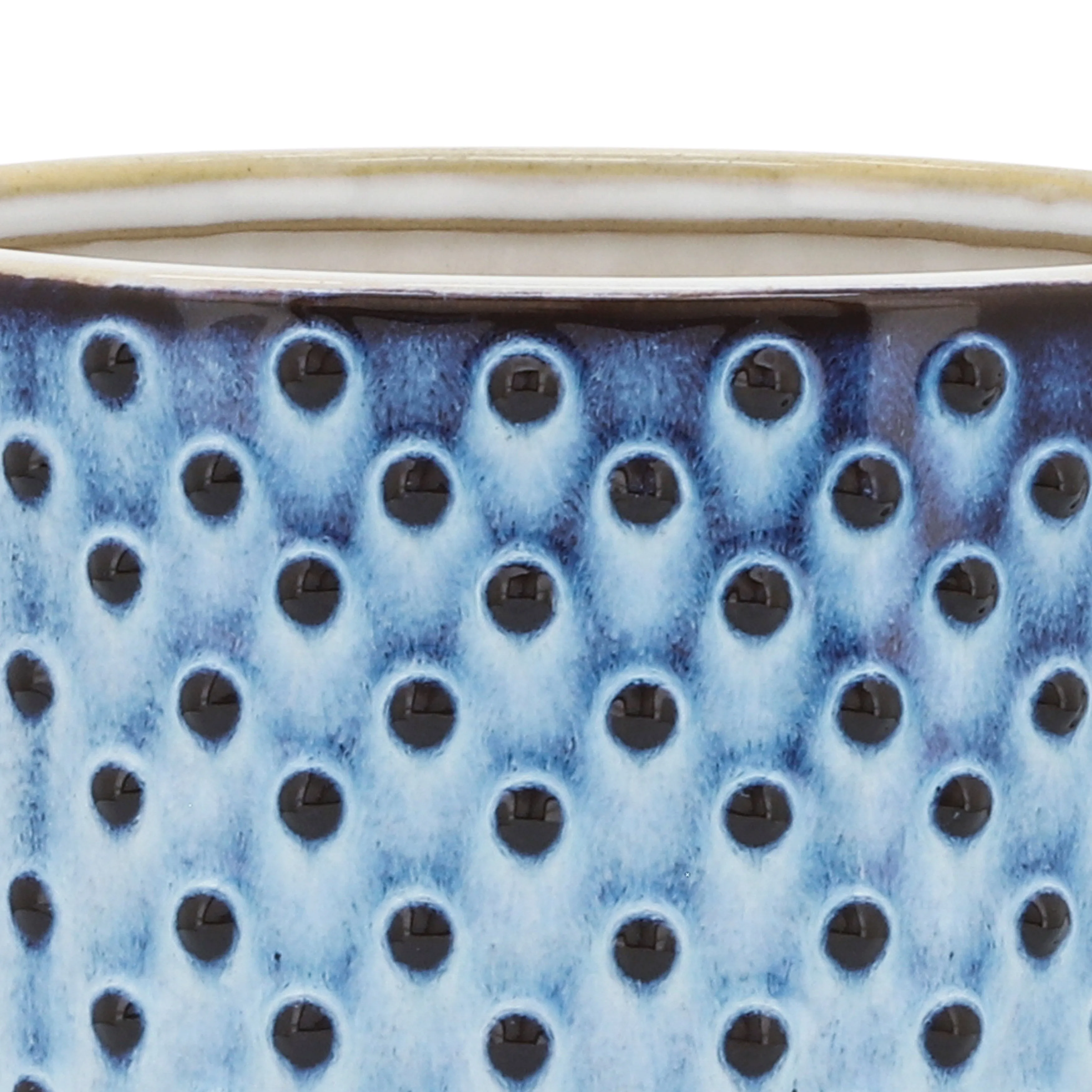 CERAMIC 6" DOTTED PLANTER W/ SAUCER, BLUE