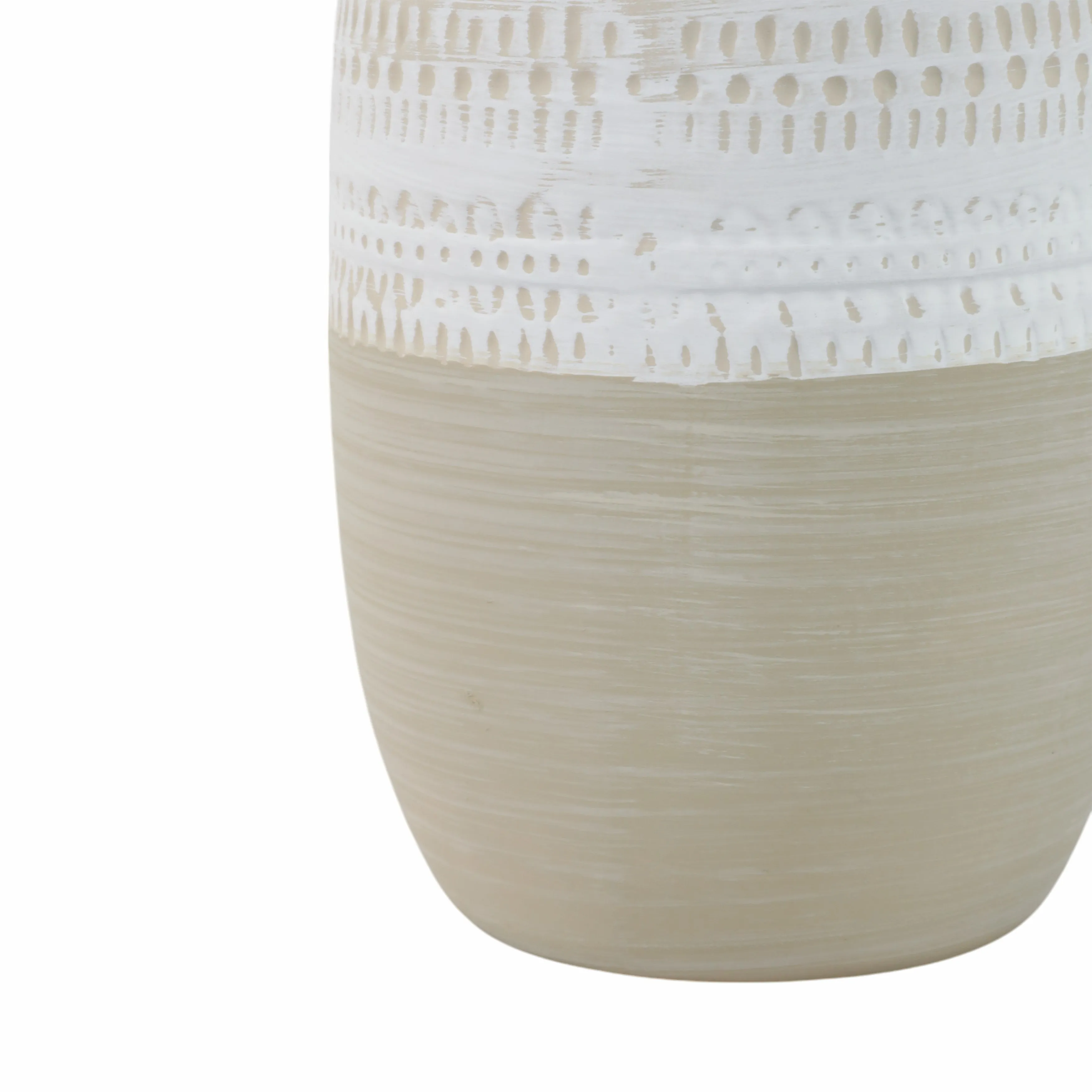CERAMIC 7.75" TRIBAL VASE, BEIGE