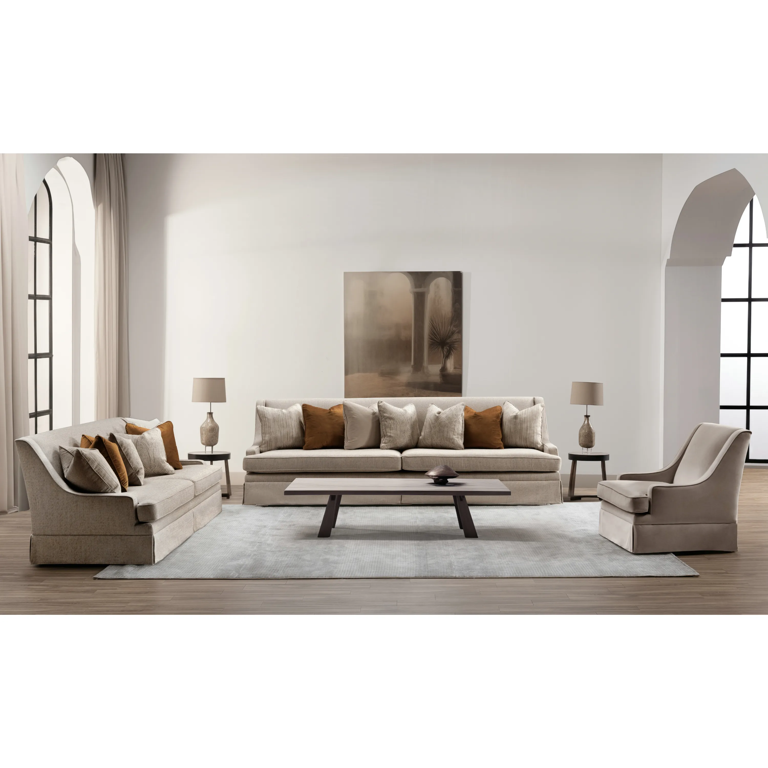 Classy By Noha Albabtain Skirted  Beige 4 Seater Sofa