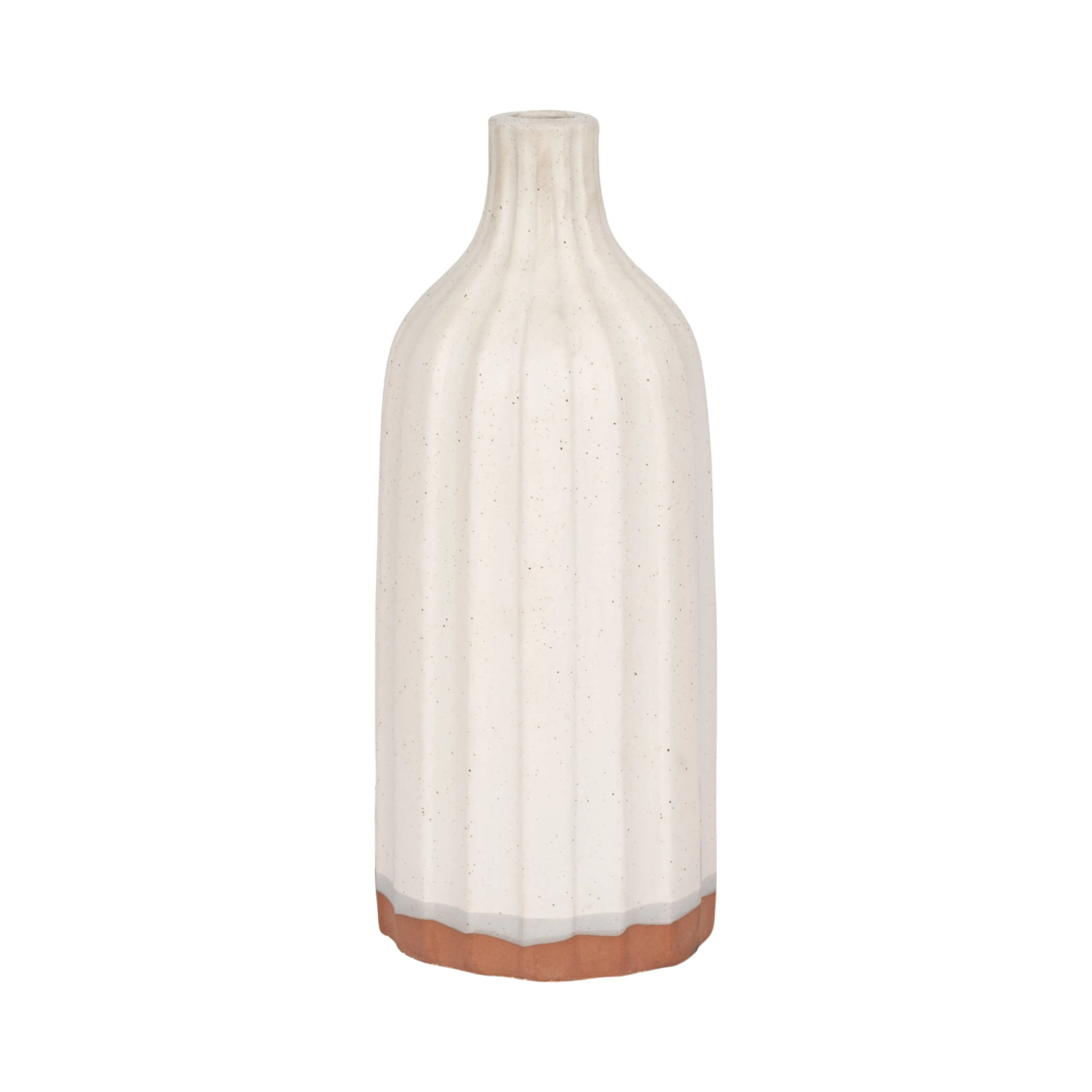 CLAY, 16" FLAT RIBBED BOTTLE VASE EXPOSED BOTTOM,