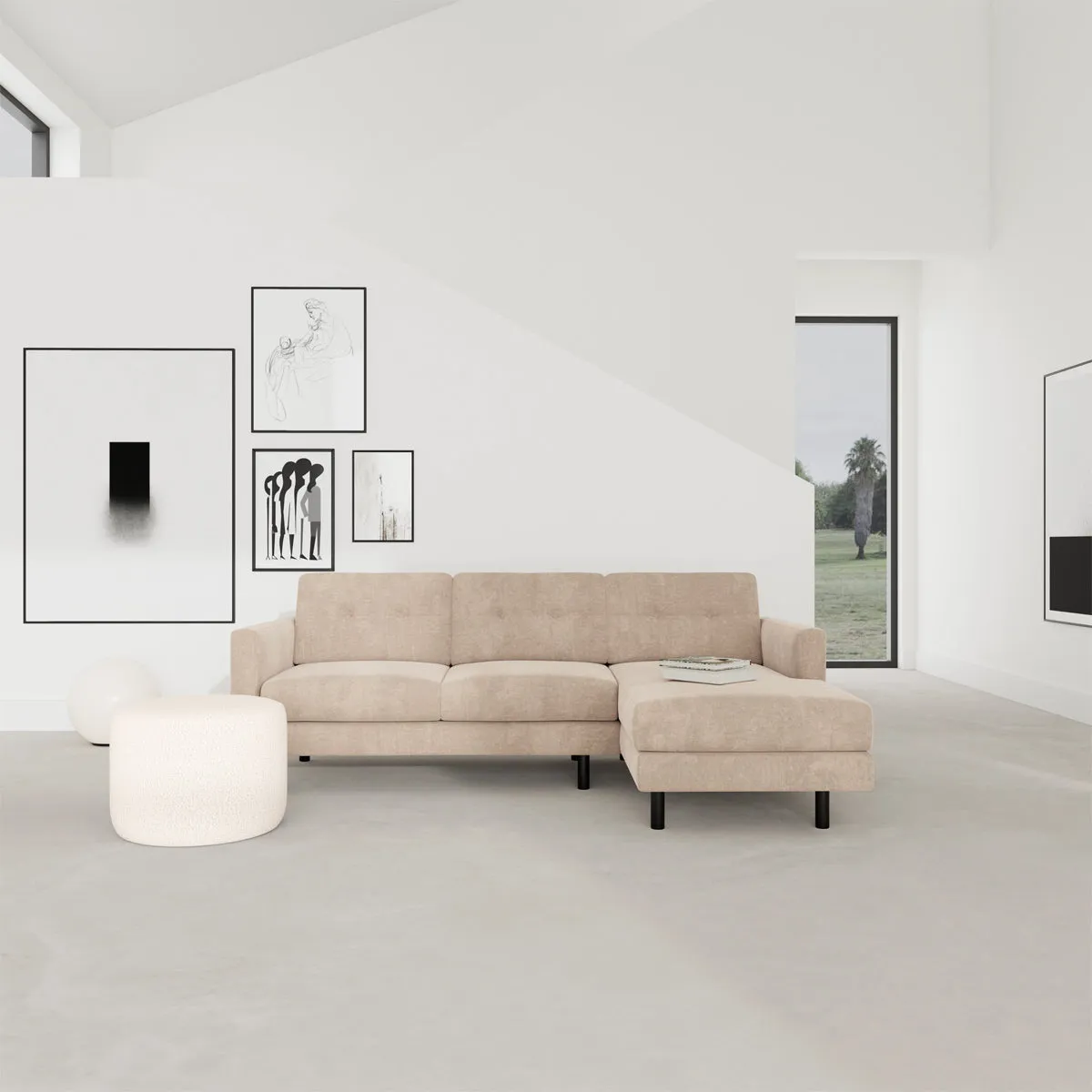 Conrad Fabric Right Chaise Sofa