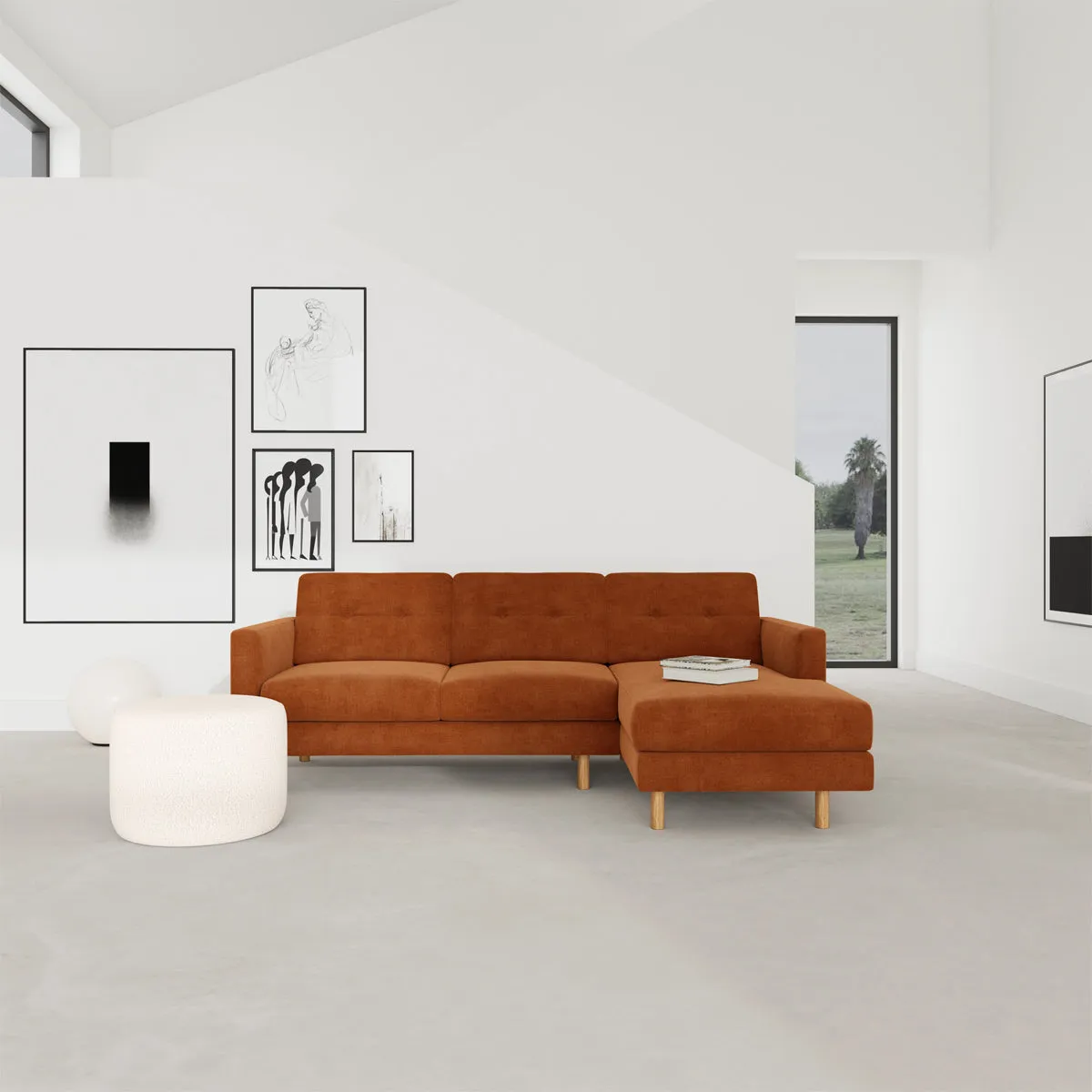 Conrad Fabric Right Chaise Sofa