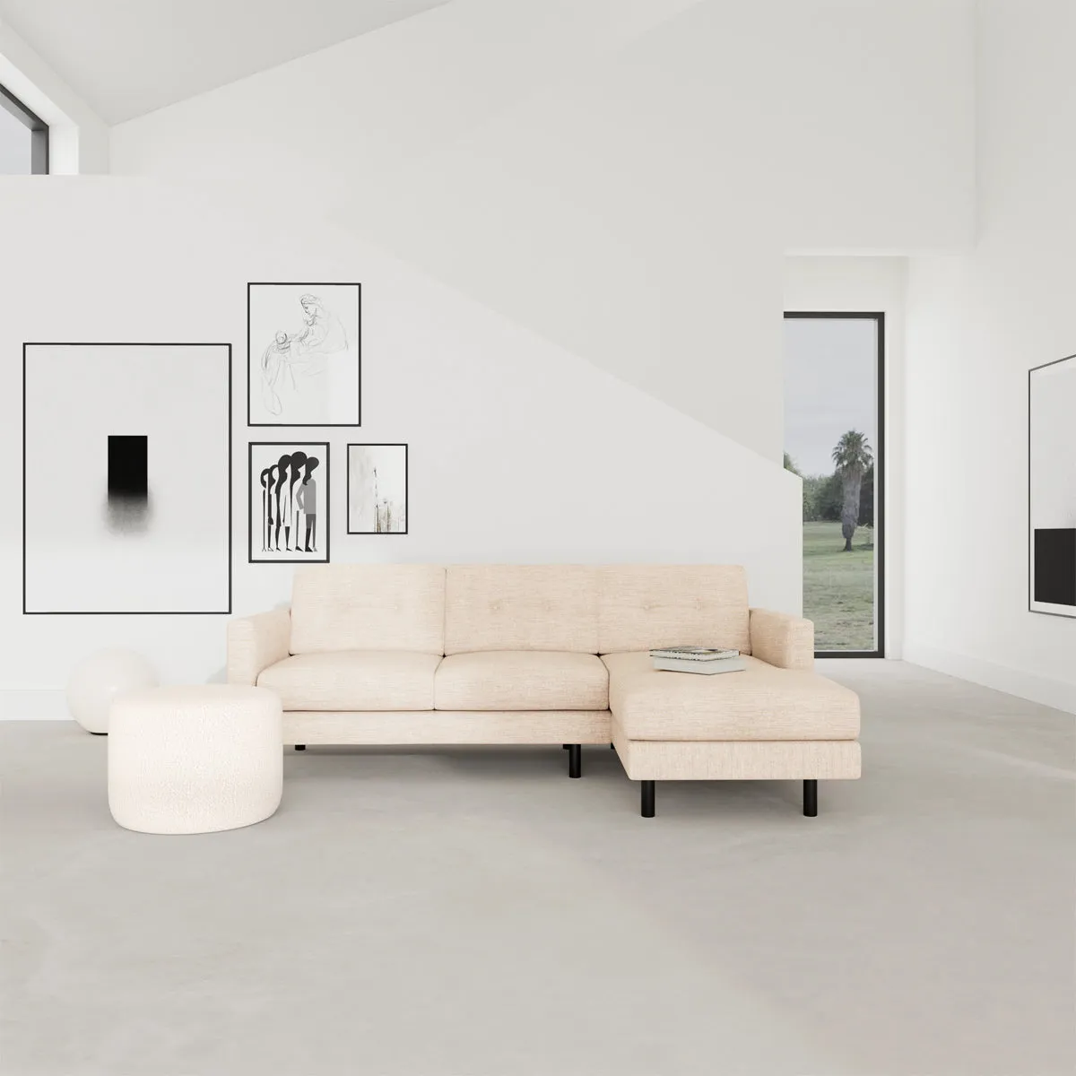 Conrad Fabric Right Chaise Sofa