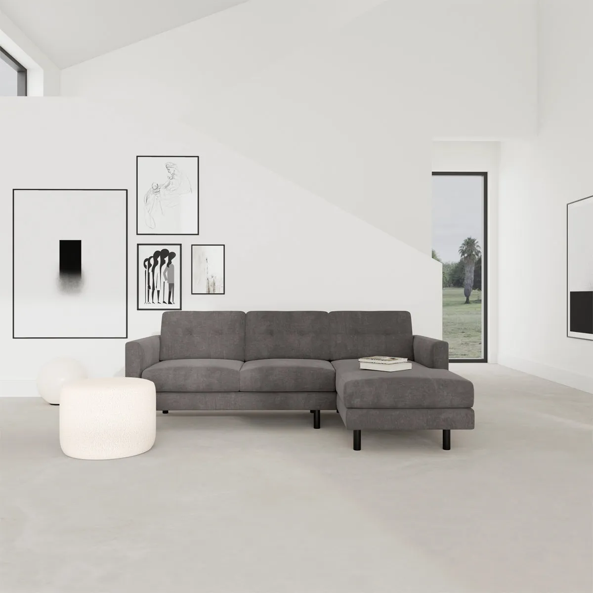 Conrad Fabric Right Chaise Sofa