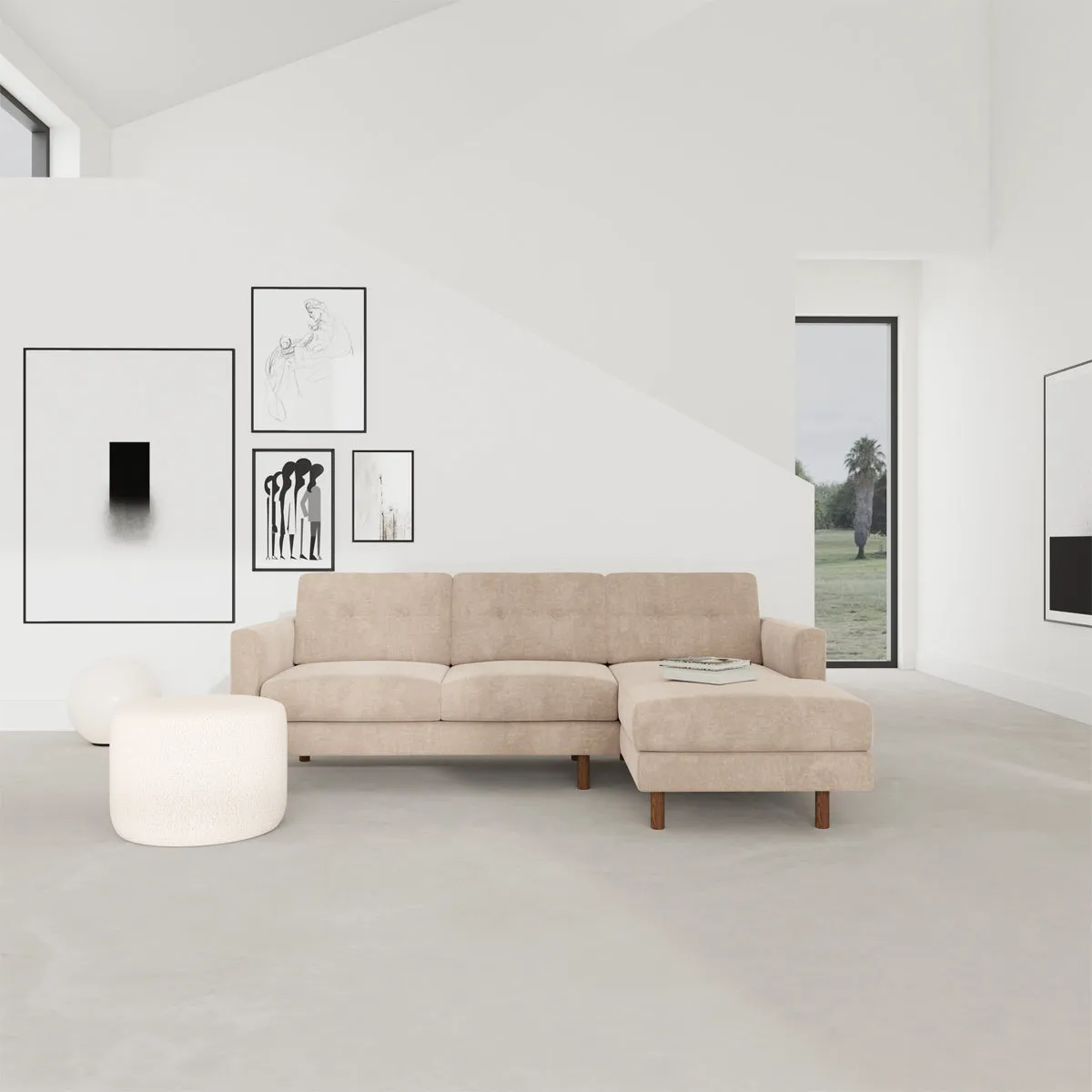 Conrad Fabric Right Chaise Sofa
