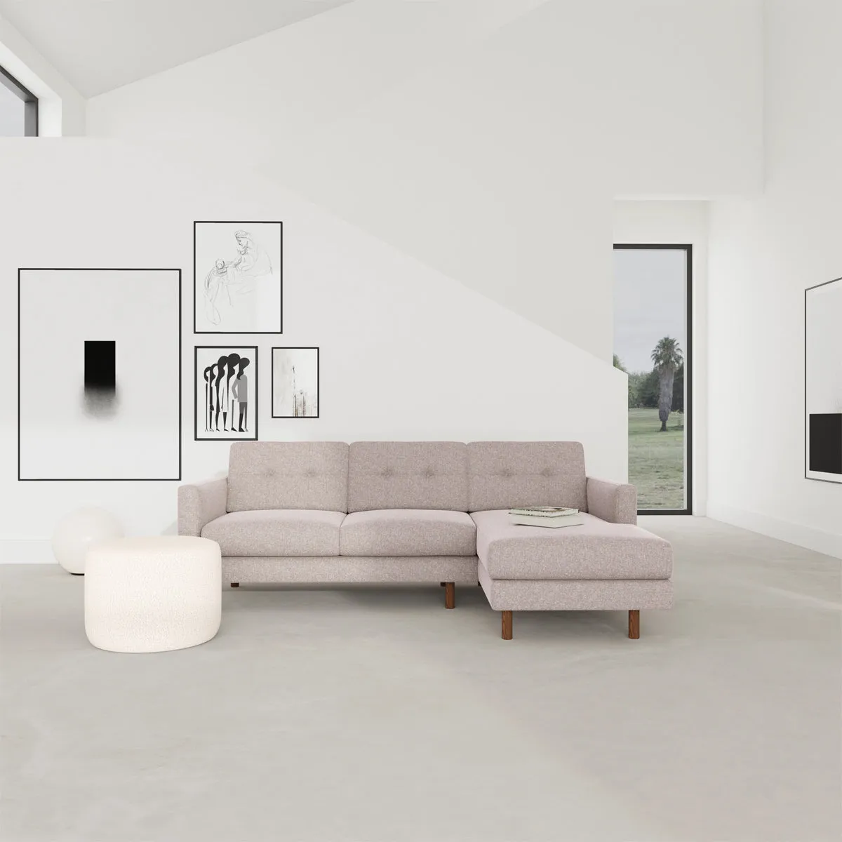 Conrad Fabric Right Chaise Sofa